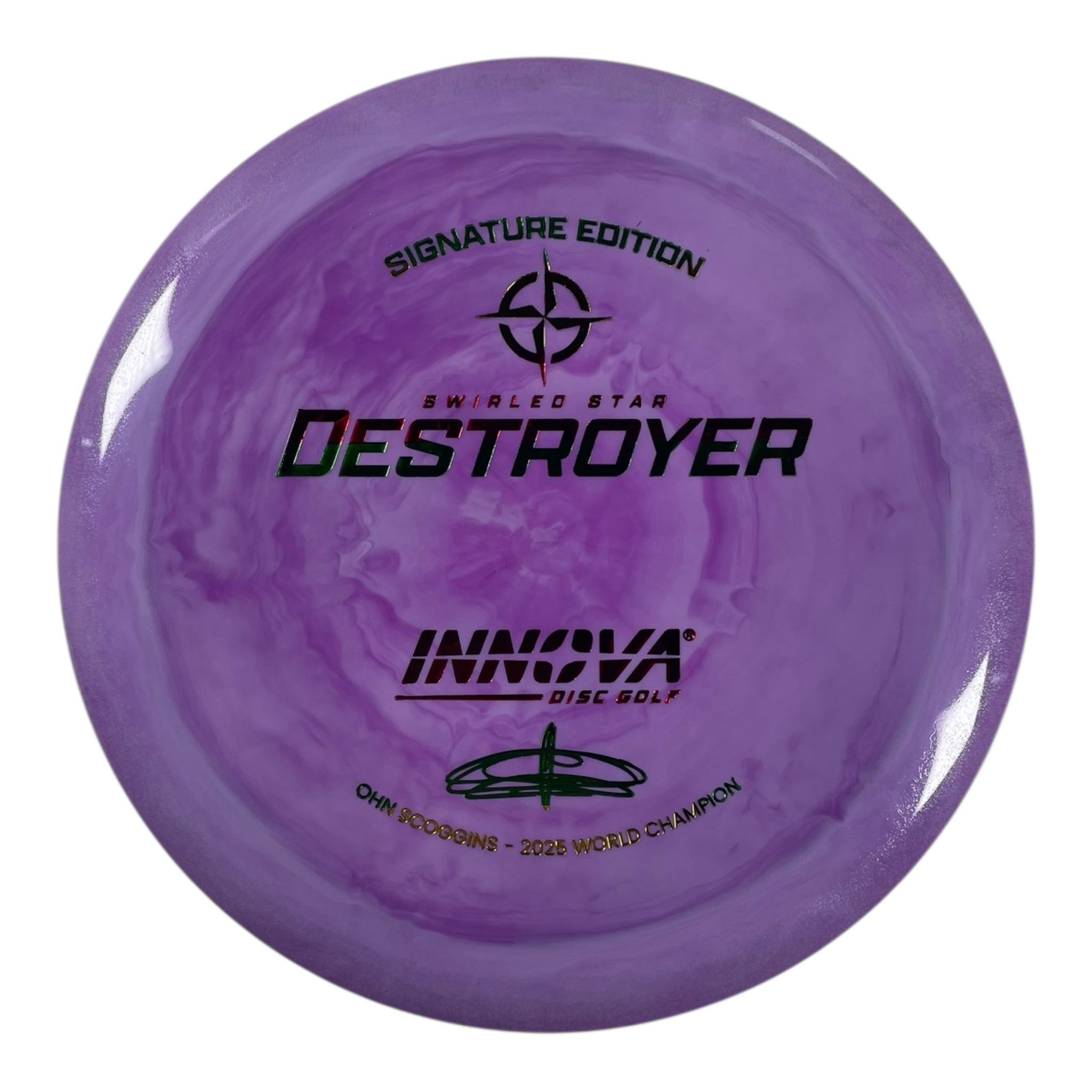 Innova Champion Discs Destroyer | Swirled Star | Purple/Rasta 171g (Ohn Scoggins) Disc Golf