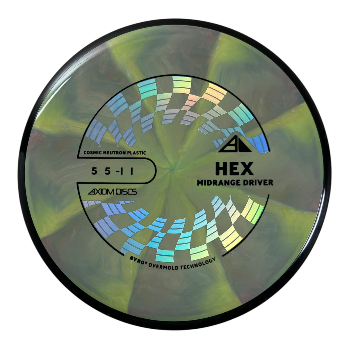 Axiom Discs Hex midrange driver in green and black Cosmic Neutron plastic.