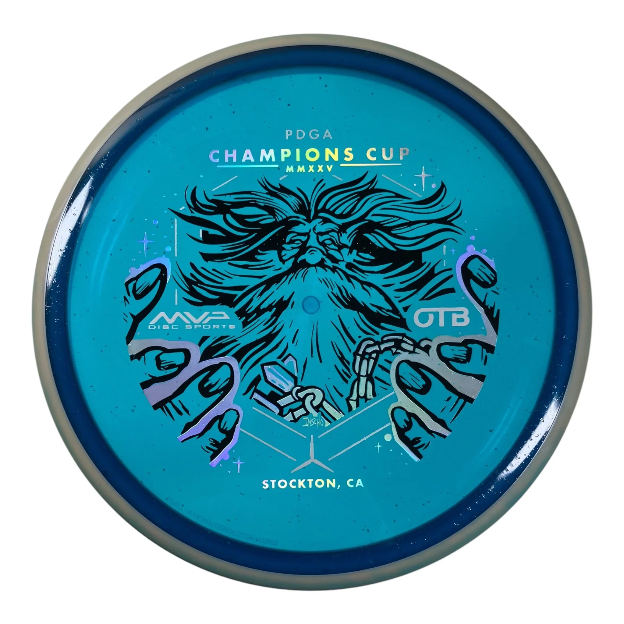 Axiom Discs Hex | Particle Glow Proton | Blue/Grey 177g (OTB CC 2025) Disc Golf