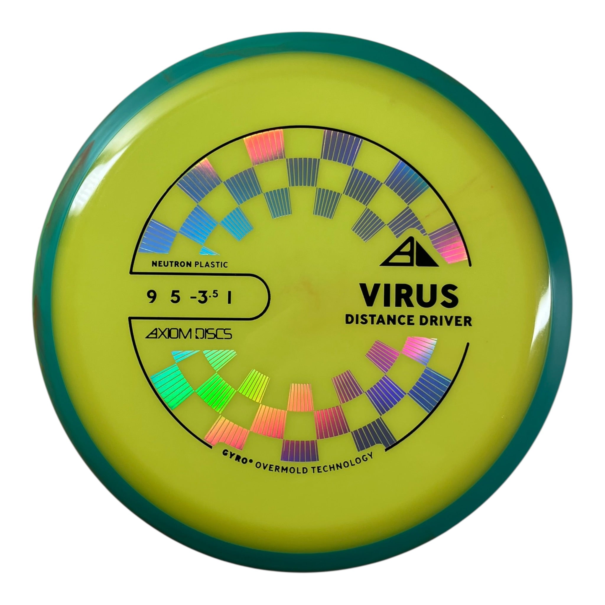 Axiom Discs Virus | Neutron | Yellow/Teal 167g (Project Lab Coat) Disc Golf