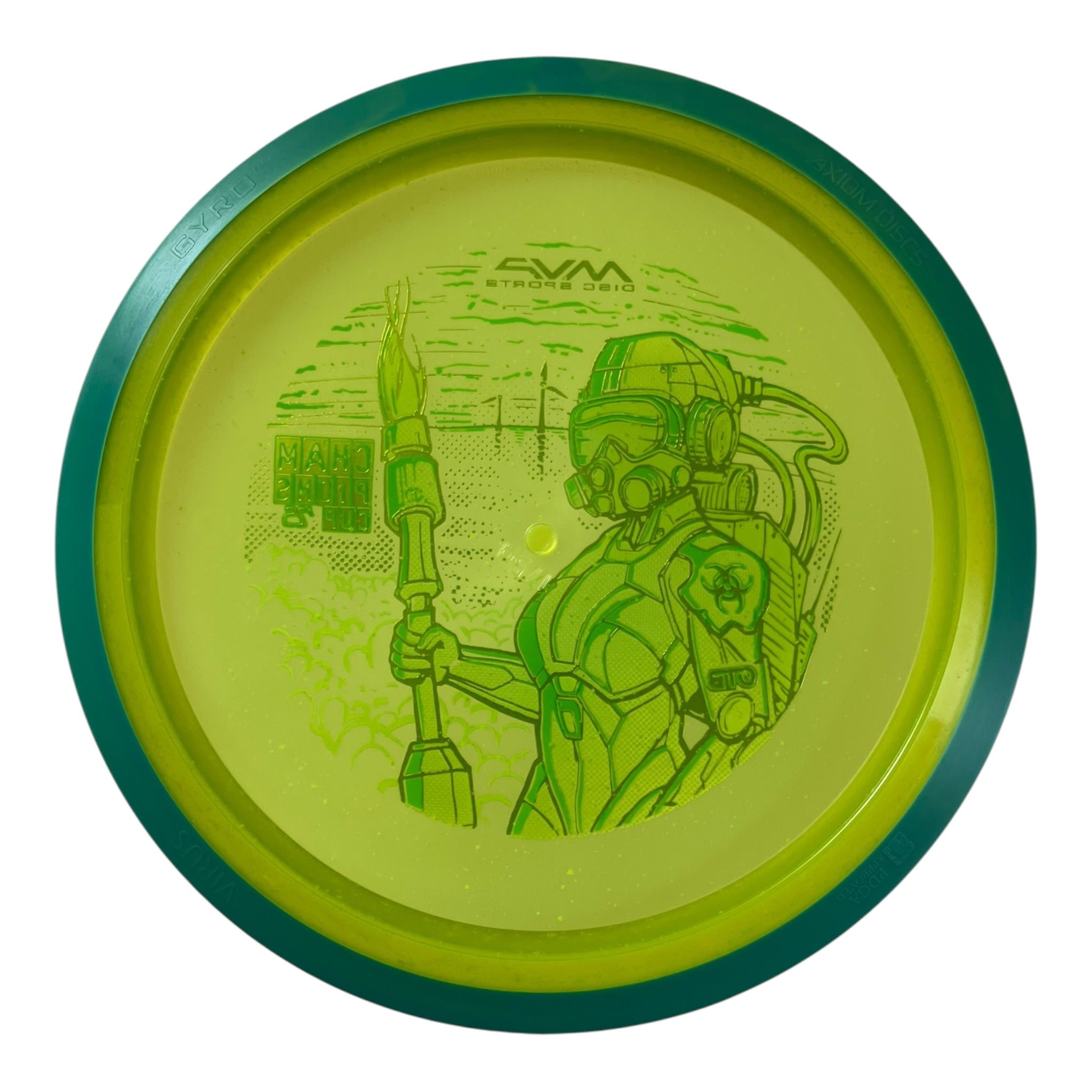 Axiom Discs Virus - Used Like New | Particle Glow Proton | Yellow/Teal 175g (OTB CC 2025) Disc Golf