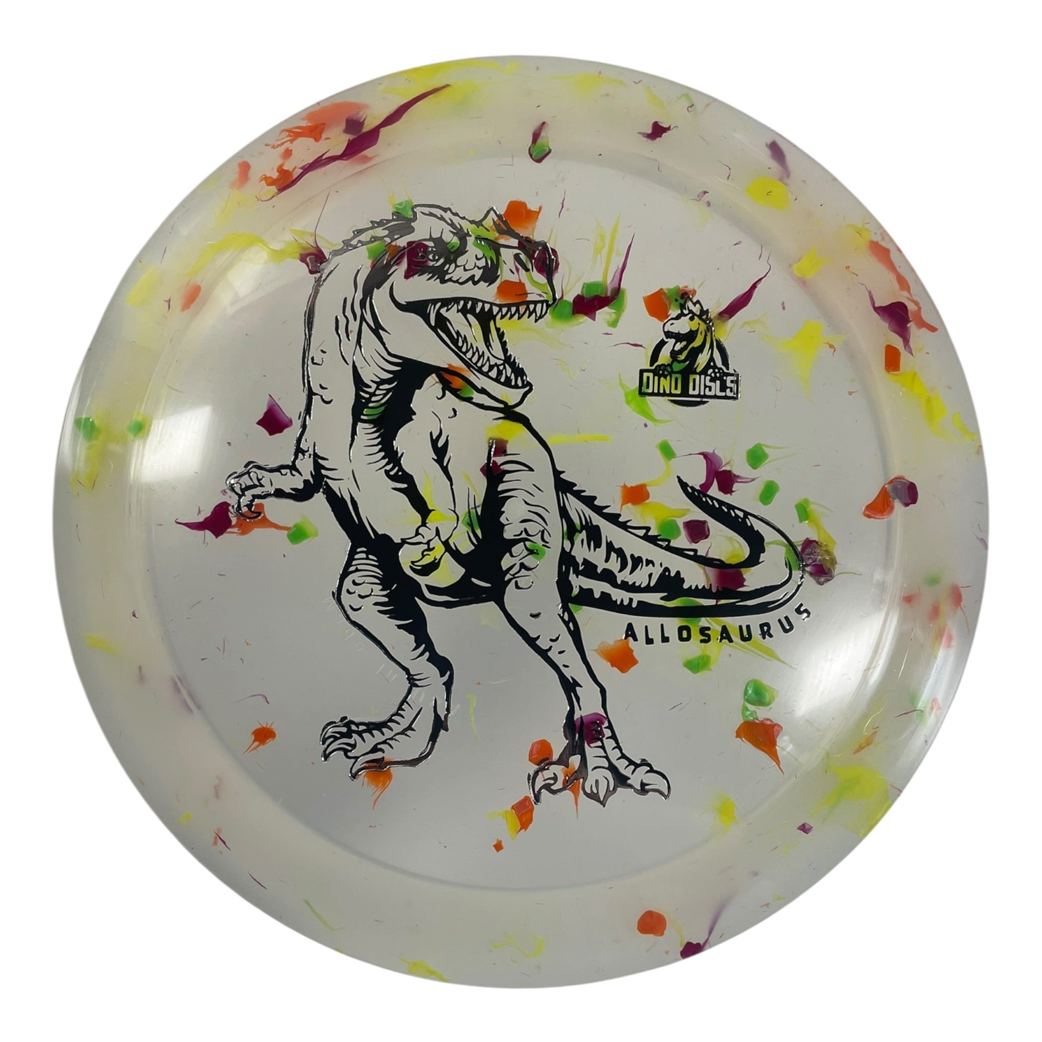 Dino Discs Allosaurus | Egg Shell | Clear/Silver 128g Disc Golf