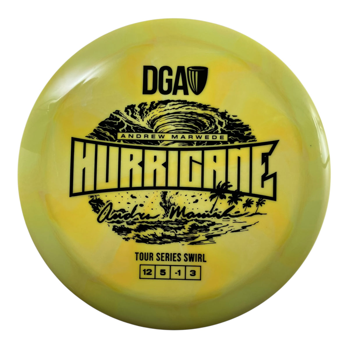 Disc Golf Association Hurricane | Tour Series Swirl | Yellow/Black 173g (Andrew Marwede) Disc Golf