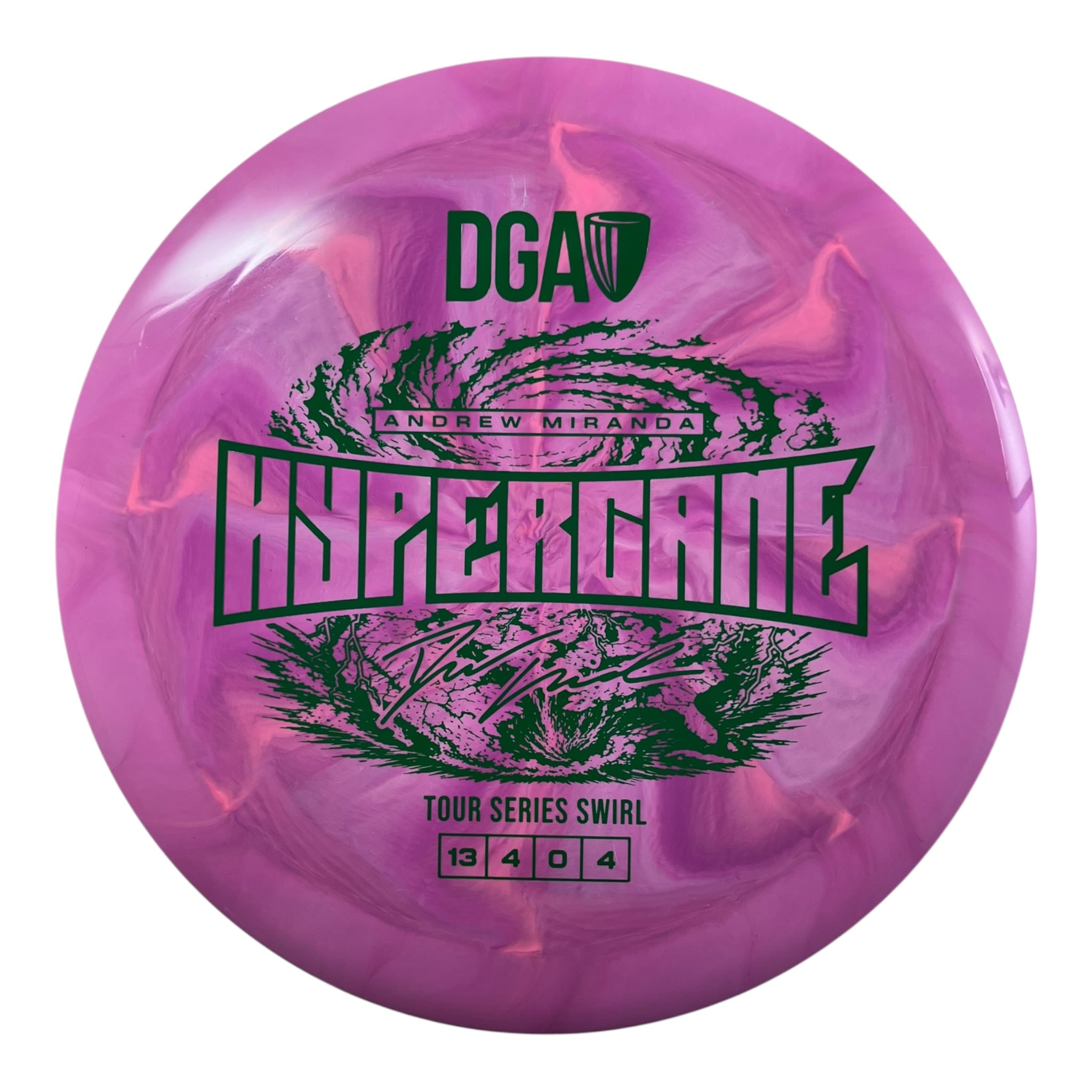 Disc Golf Association Hypercane | Tour Series Swirl | Pink/Green 173g (Andrew Miranda) Disc Golf