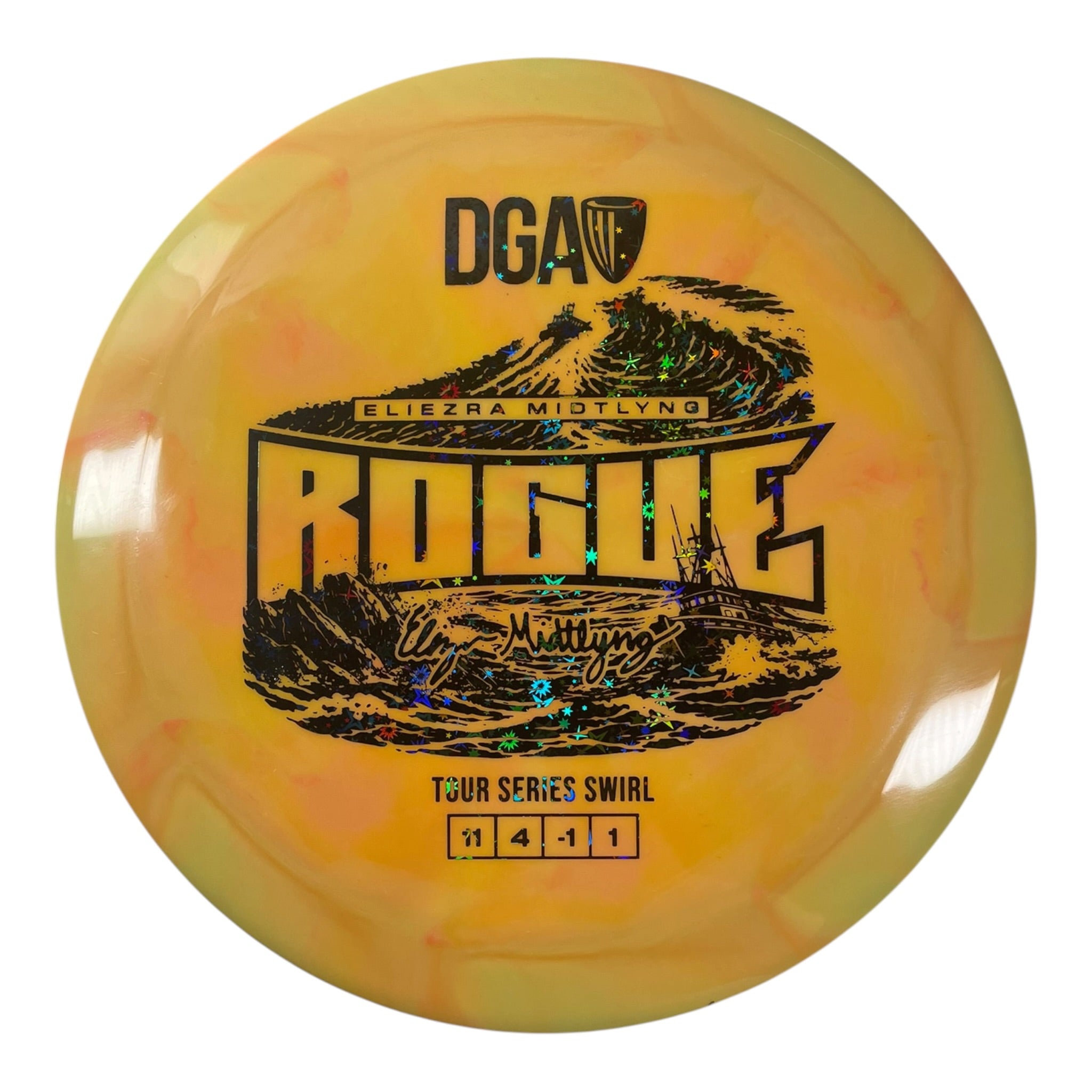 Disc Golf Association Rogue | Tour Series Swirl | Yellow/Black Stars 174g (Eliezra Midtlyng) Disc Golf