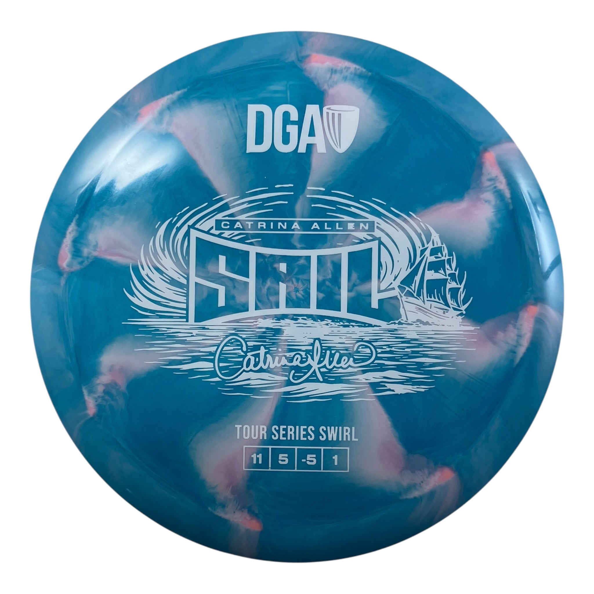 Disc Golf Association Sail | Tour Series Swirl | Blue/White 157g (Catrina Allen) Disc Golf