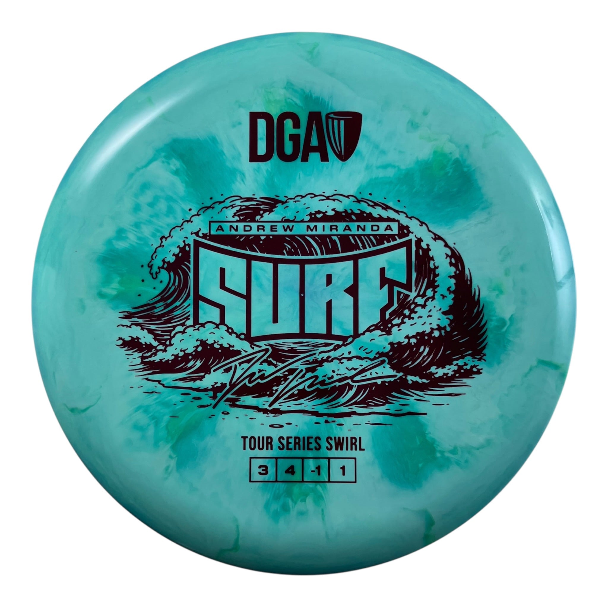 Disc Golf Association Surf | Tour Series Swirl | Green/Maroon 173g (Andrew Miranda) Disc Golf