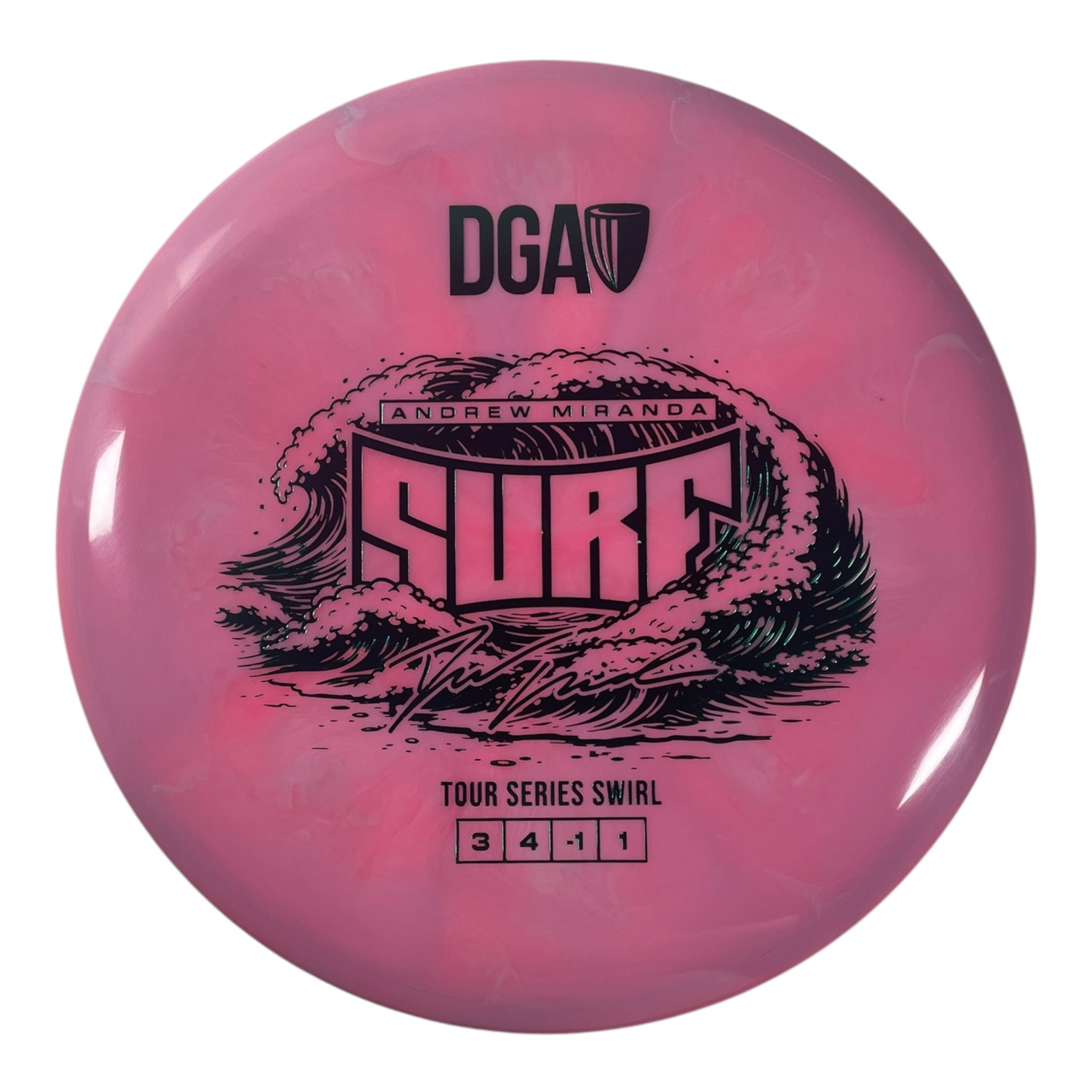 Disc Golf Association Surf | Tour Series Swirl | Pink/Green 174g (Andrew Miranda) Disc Golf