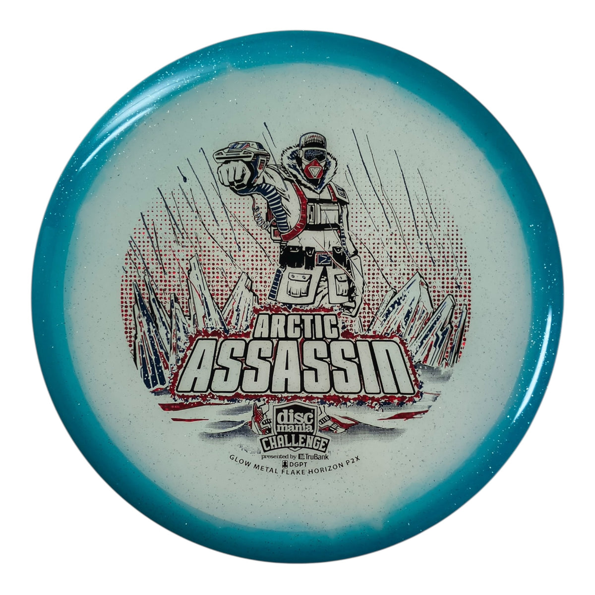 Discmania Arctic Assassin - P2x | Glow Metal Flake Horizon | Blue/Red 173g Disc Golf