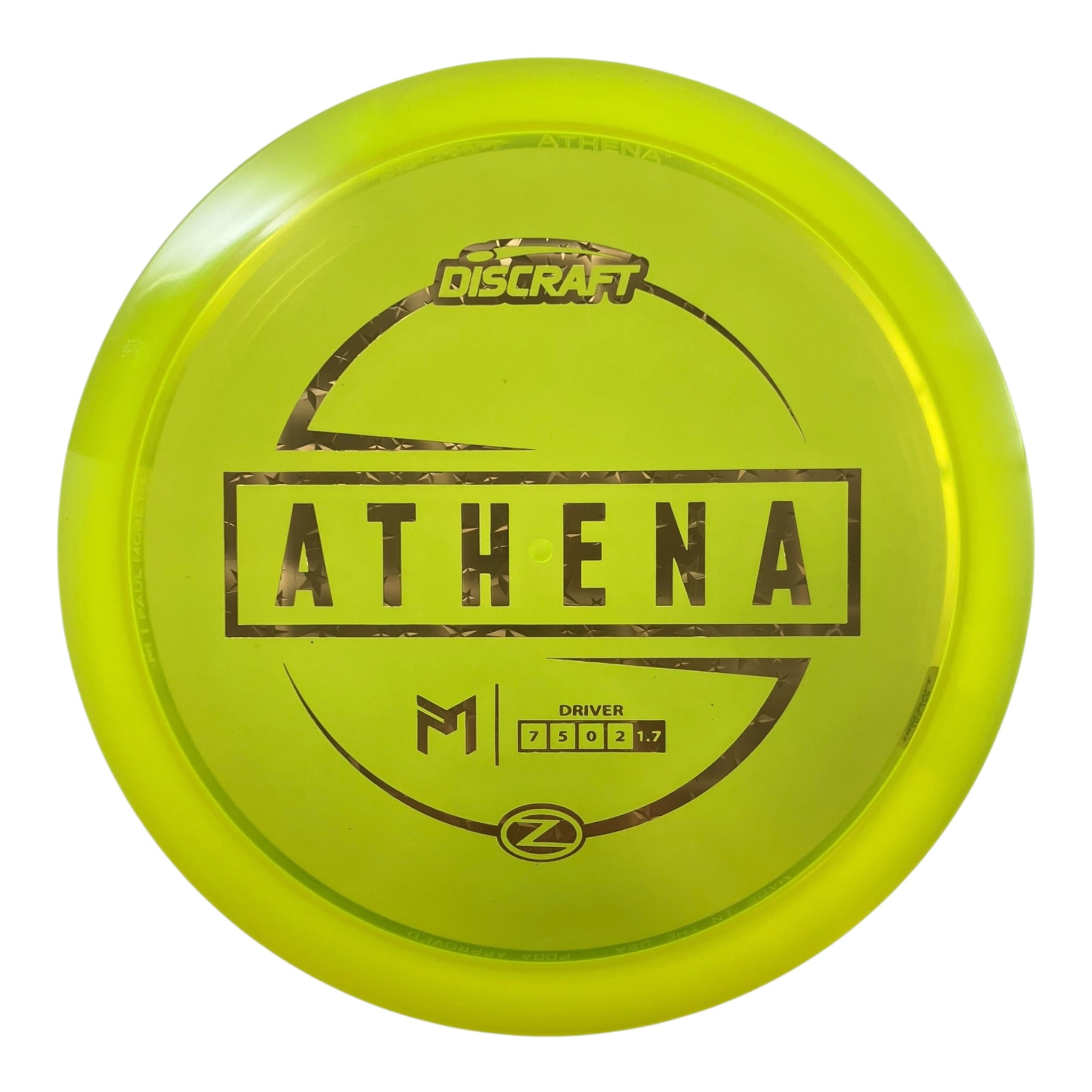 Discraft Athena | Z Line | Yellow/Gold 169g (Paul McBeth) Disc Golf