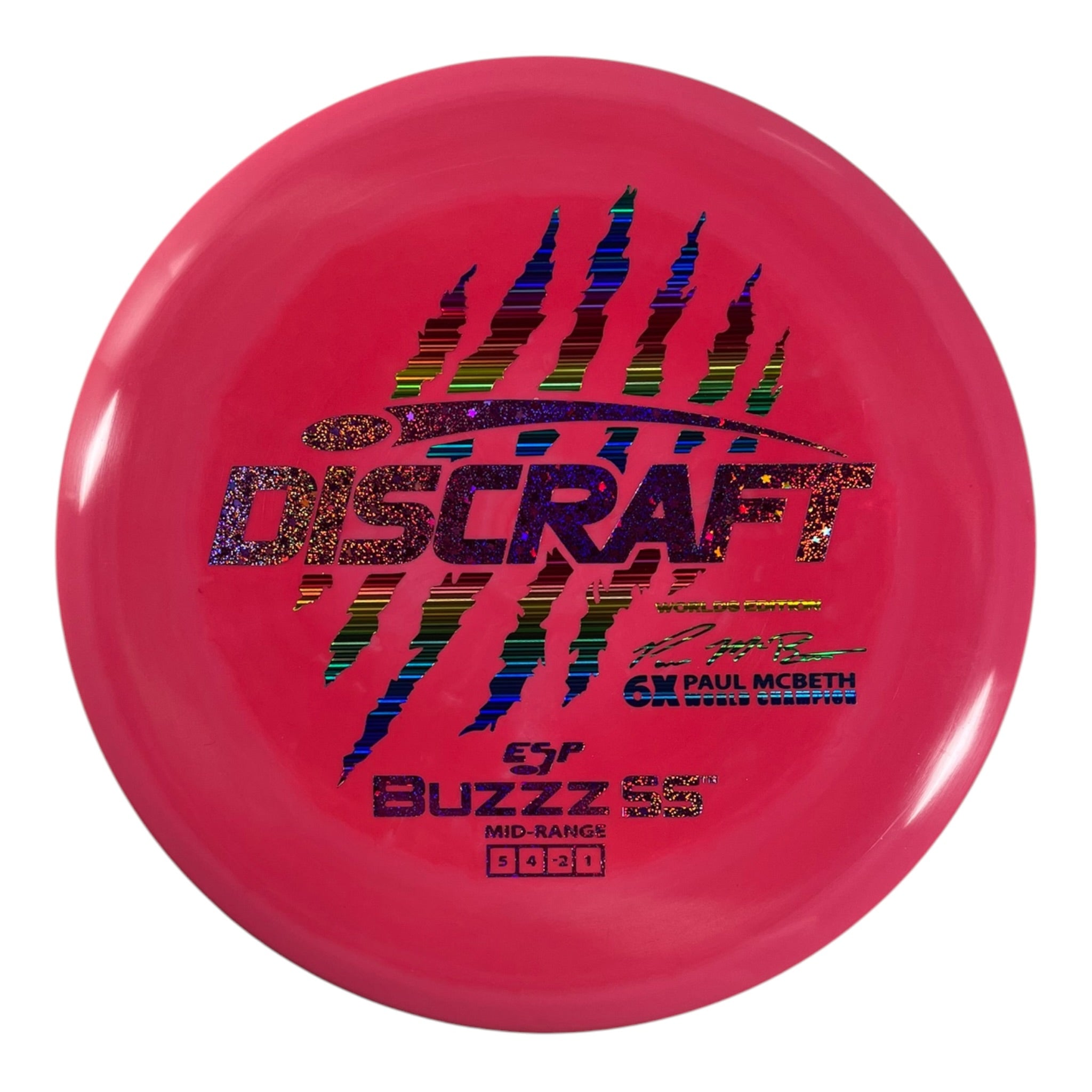 Discraft Buzzz SS | ESP | Pink/Rainbow 169g (Paul McBeth 6x Claw) Disc Golf