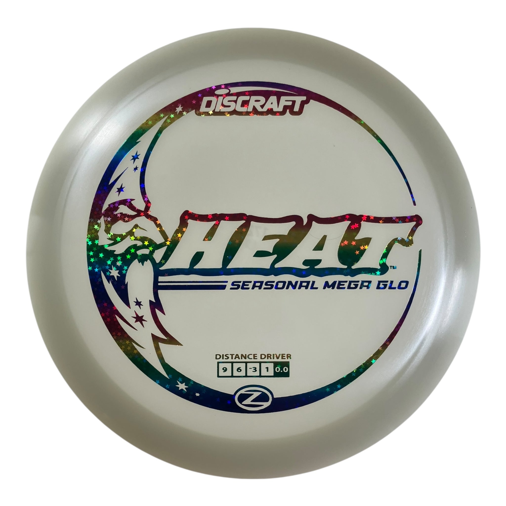 Discraft Heat | Mega-Glo | Glow/Rainbow Stars 172g Disc Golf