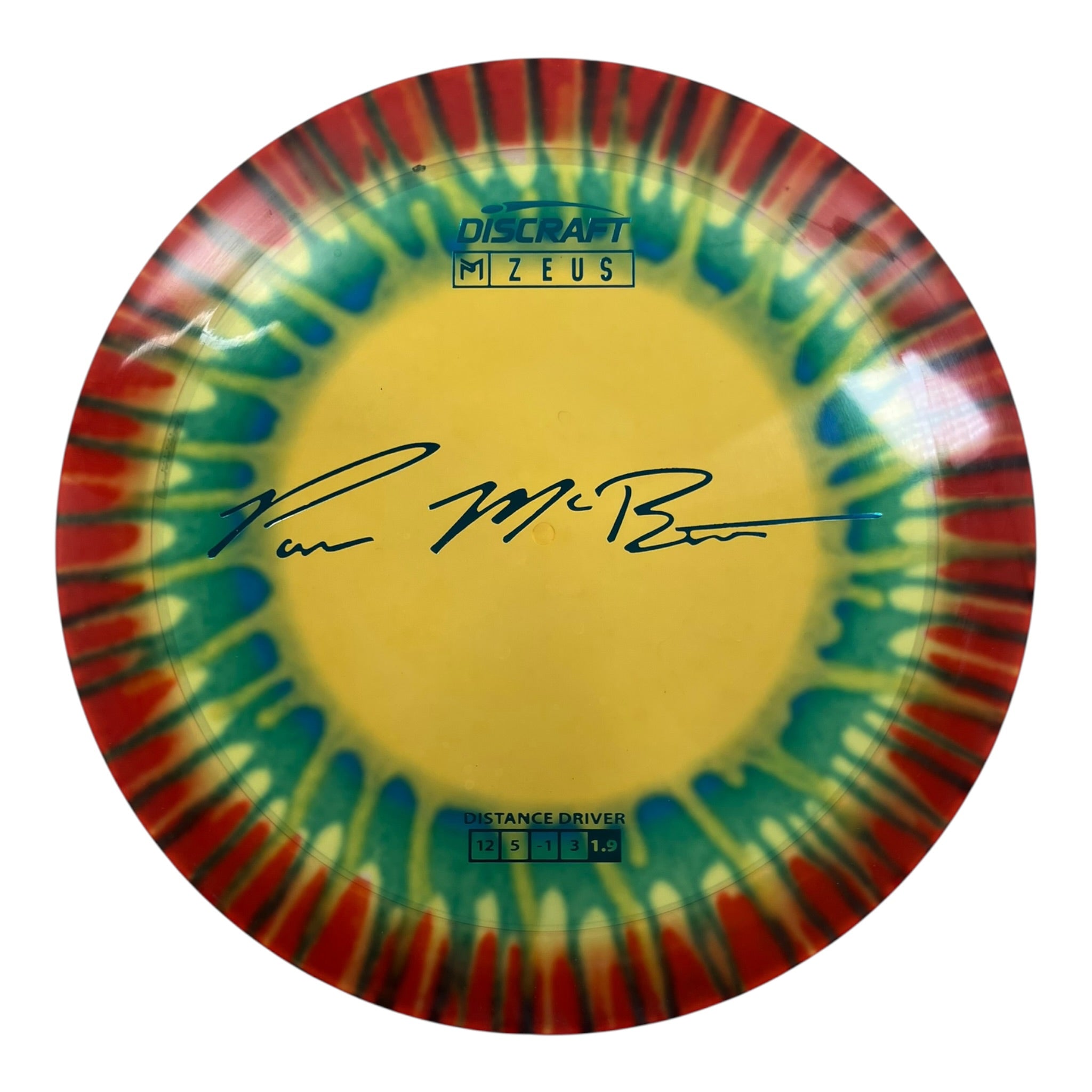 Discraft Zeus | Z Line Fly Dye | Rasta/Blue 173g (Paul McBeth) Disc Golf