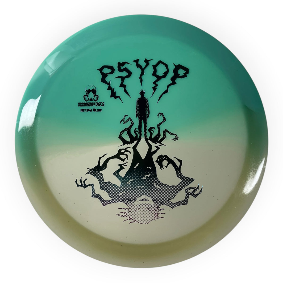 Doomsday Discs Psyop | Retina Glow | Teal/Rainbow 175-175.5g Disc Golf