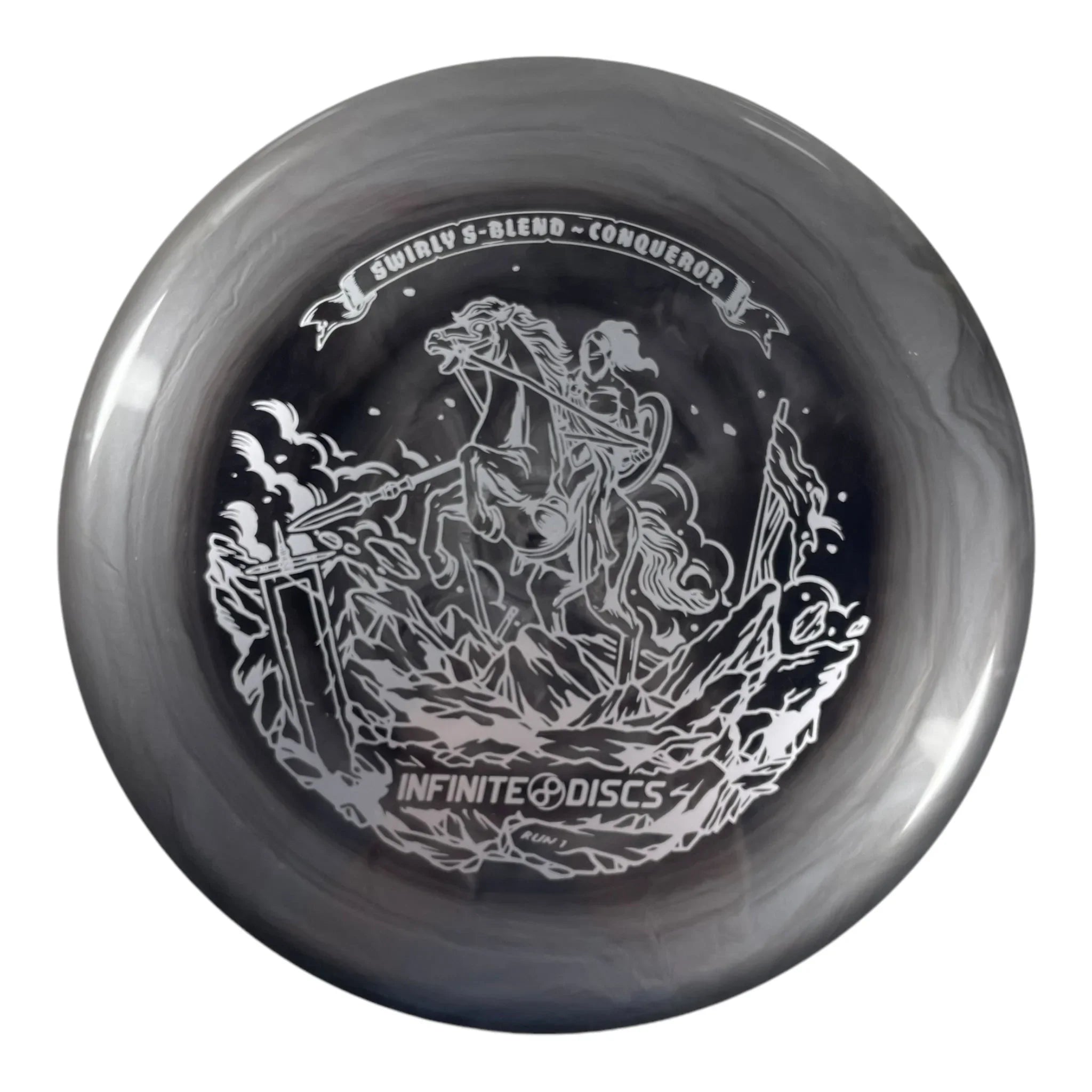 Infinite Discs Conqueror | Swirly S - Blend | Grey/Holo 172g Disc Golf