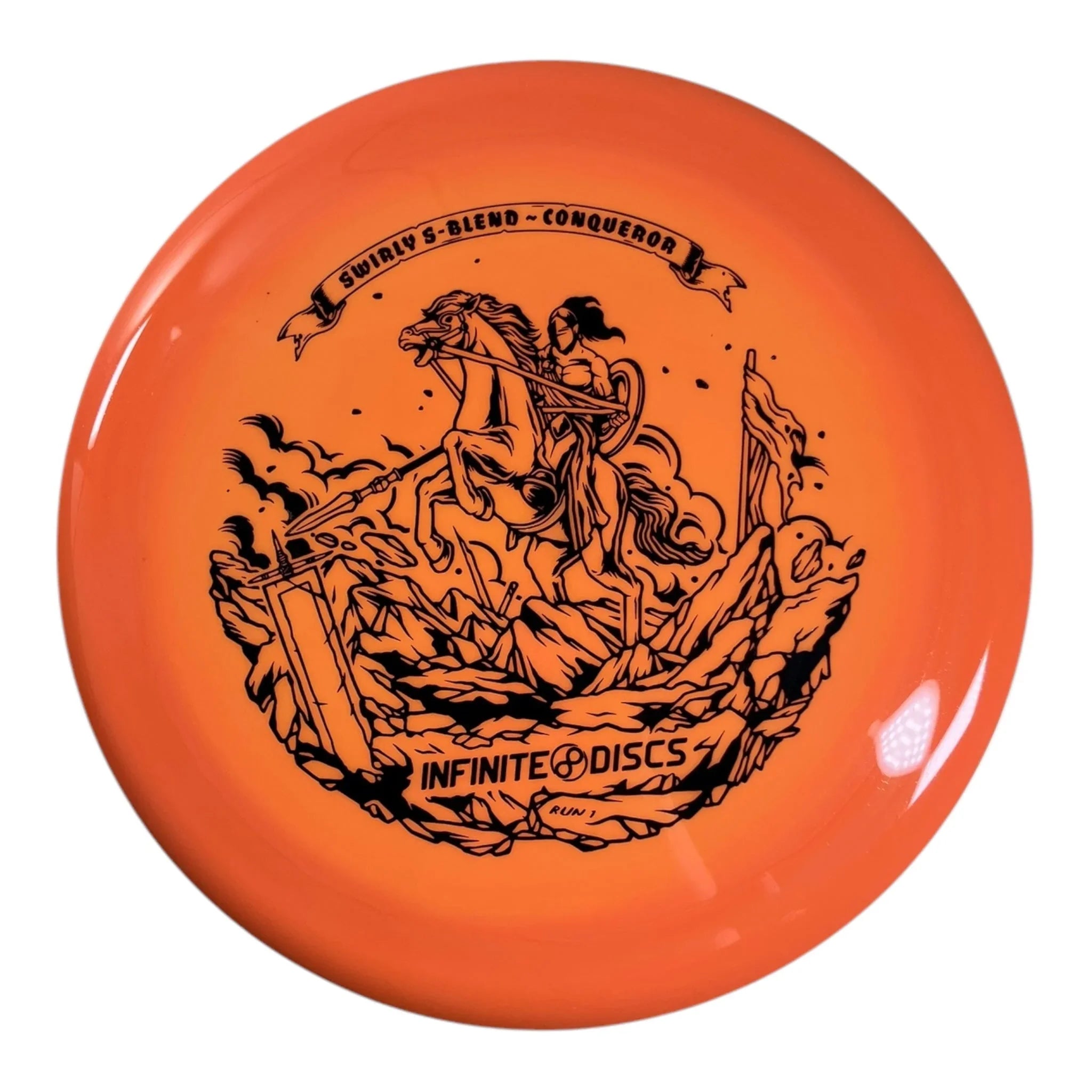 Infinite Discs Conqueror | Swirly S - Blend | Orange/Black 175g Disc Golf