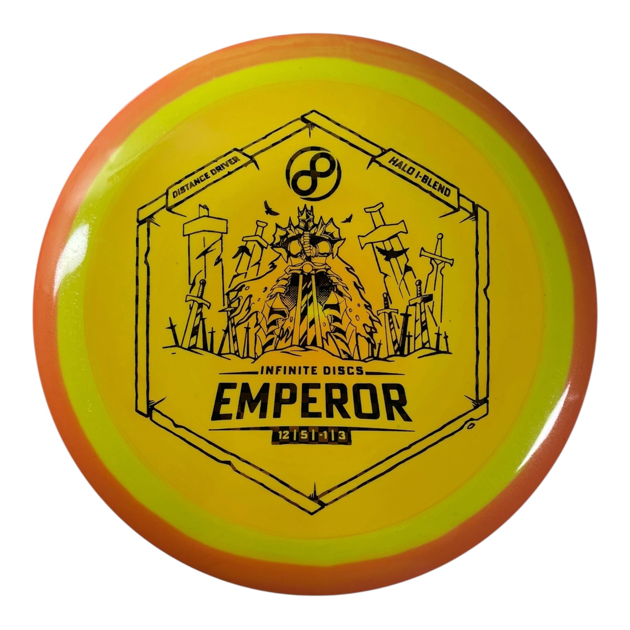 Infinite Discs Emperor | Halo I-blend | Yellow/Orange/Checkers 173g Disc Golf