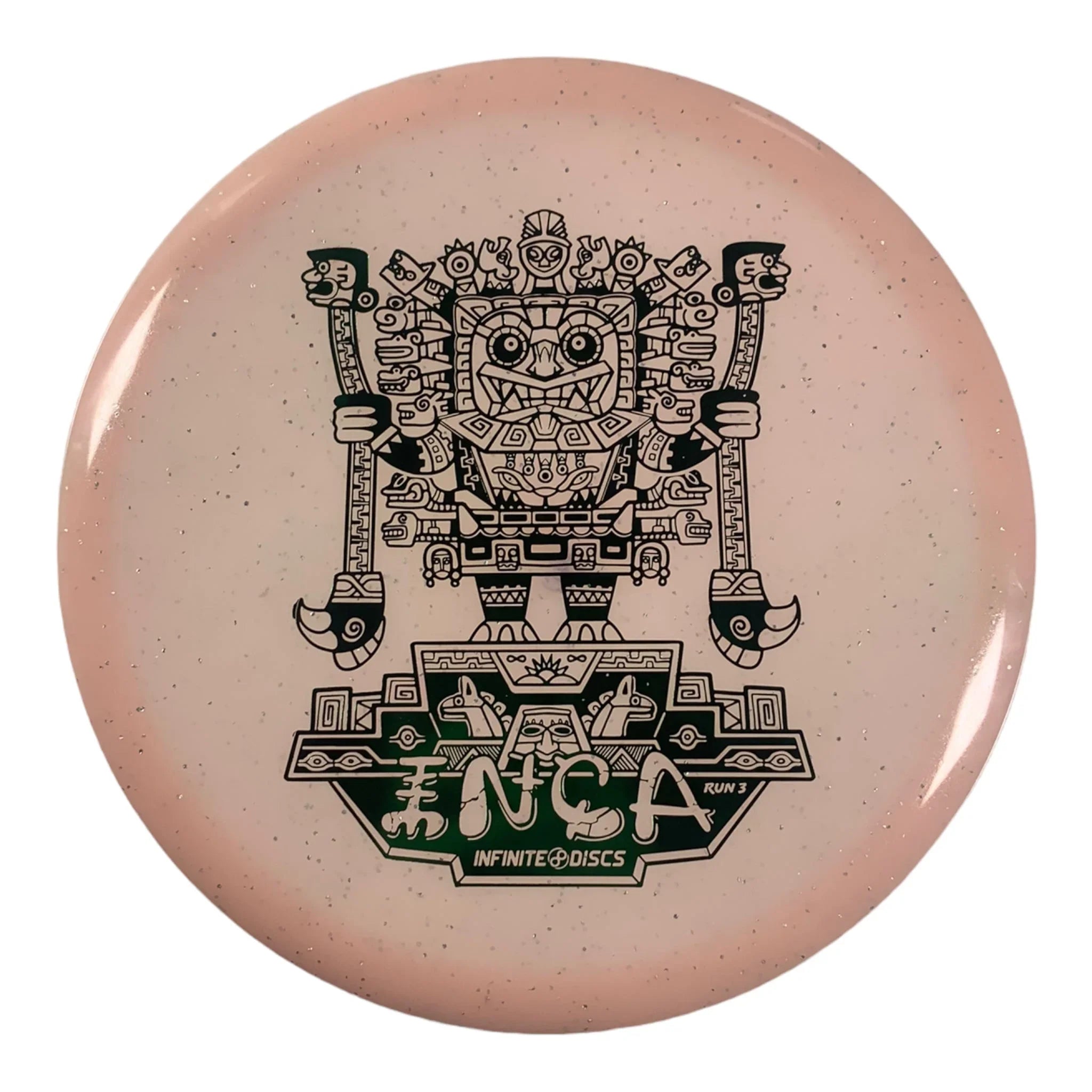 Infinite Discs Inca | Metal Flake Glow C - Blend | Tan/Green 180g Disc Golf