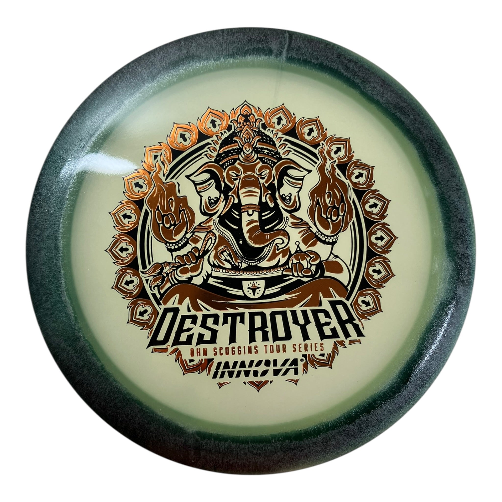 Innova Champion Discs Destroyer | Proto Glow Halo Champion | Black/Gold 173g (Ohn Scoggins) Disc Golf