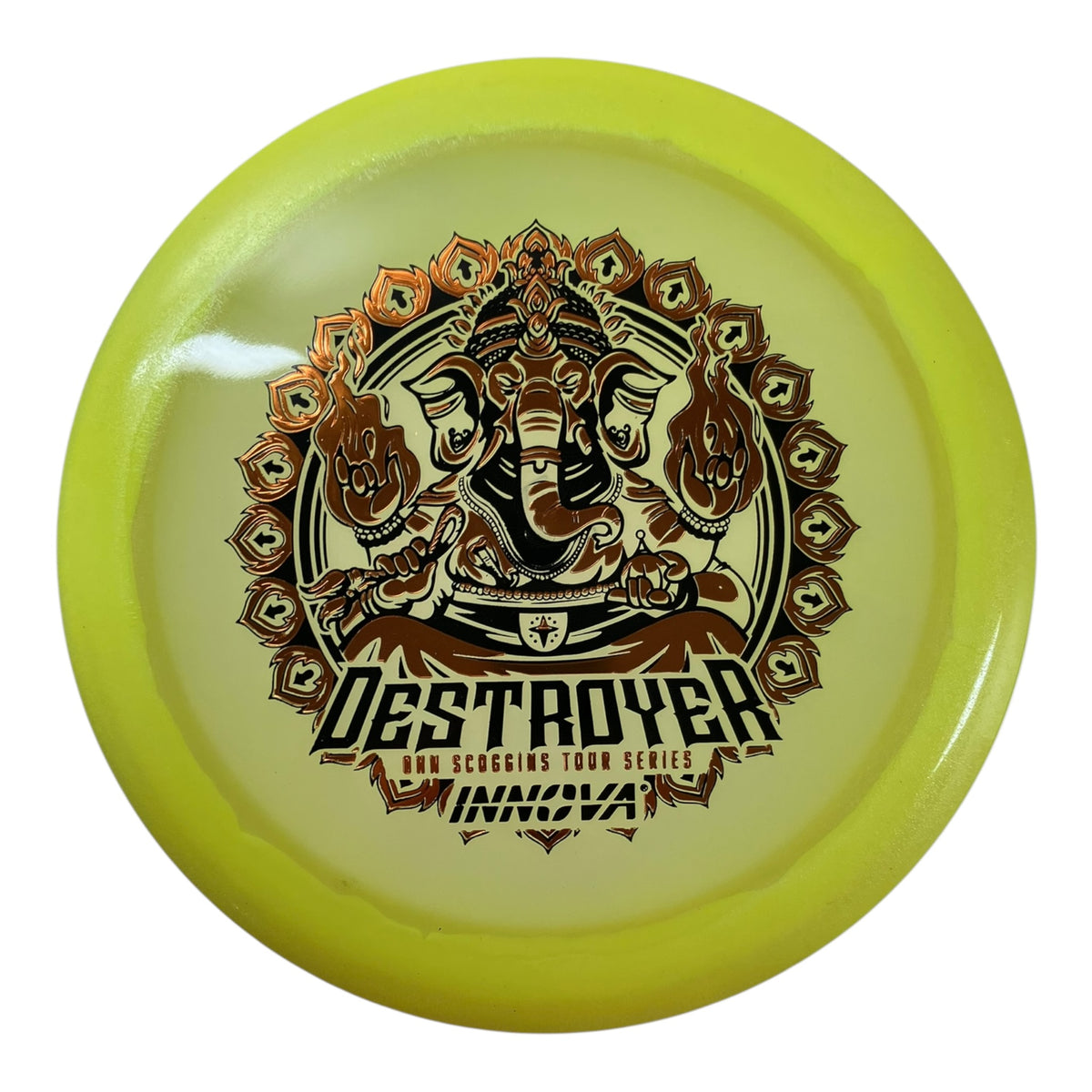 Innova Champion Discs Destroyer | Proto Glow Halo Champion | Yellow/Gold 173g (Ohn Scoggins) Disc Golf
