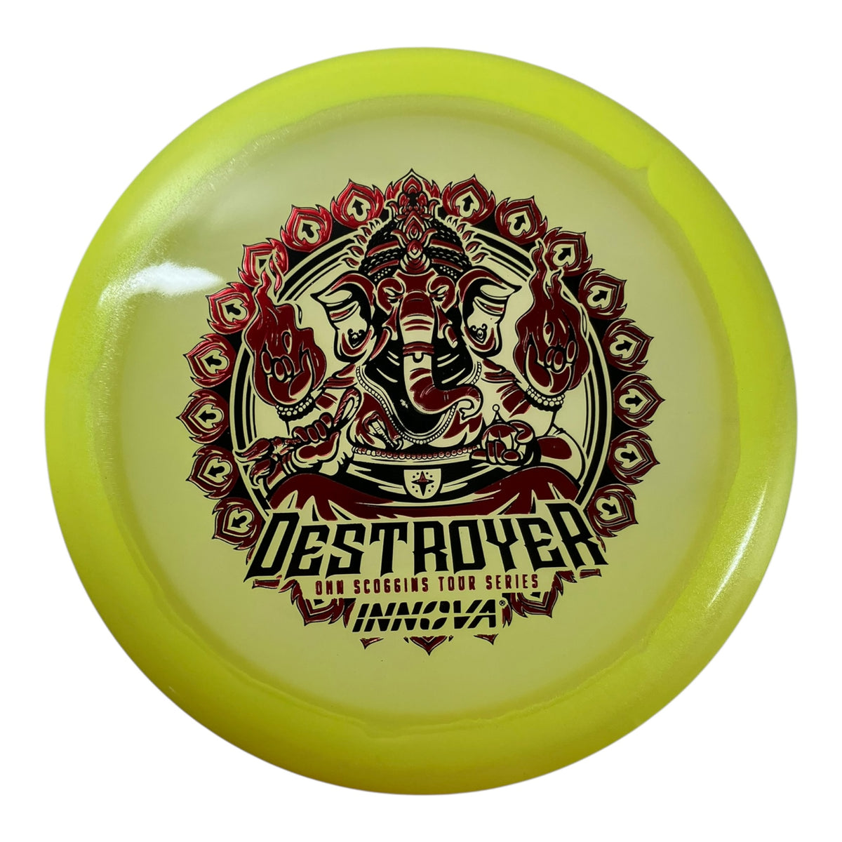 Innova Champion Discs Destroyer | Proto Glow Halo Champion | Yellow/Red 173g (Ohn Scoggins) Disc Golf