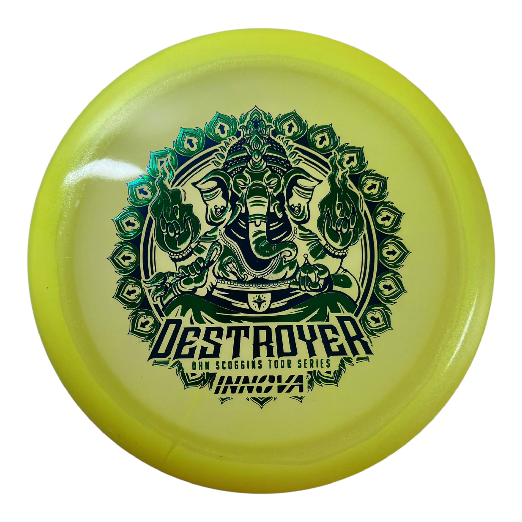 Innova Champion Discs Destroyer | Proto Glow Halo Champion | Yellow/Teal 173g (Ohn Scoggins) Disc Golf