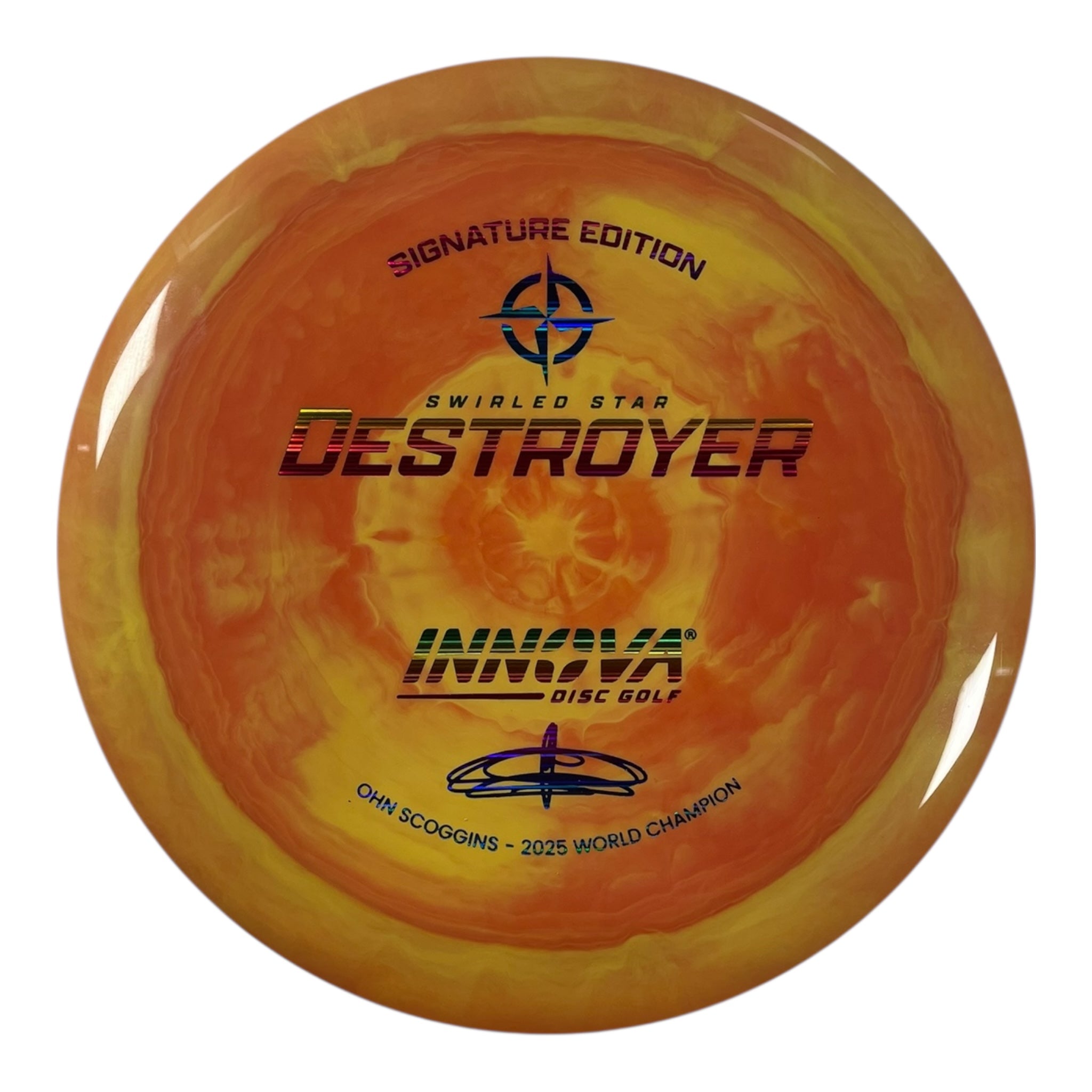Innova Champion Discs Destroyer | Swirled Star | Orange/Rainbow 174g (Ohn Scoggins) Disc Golf