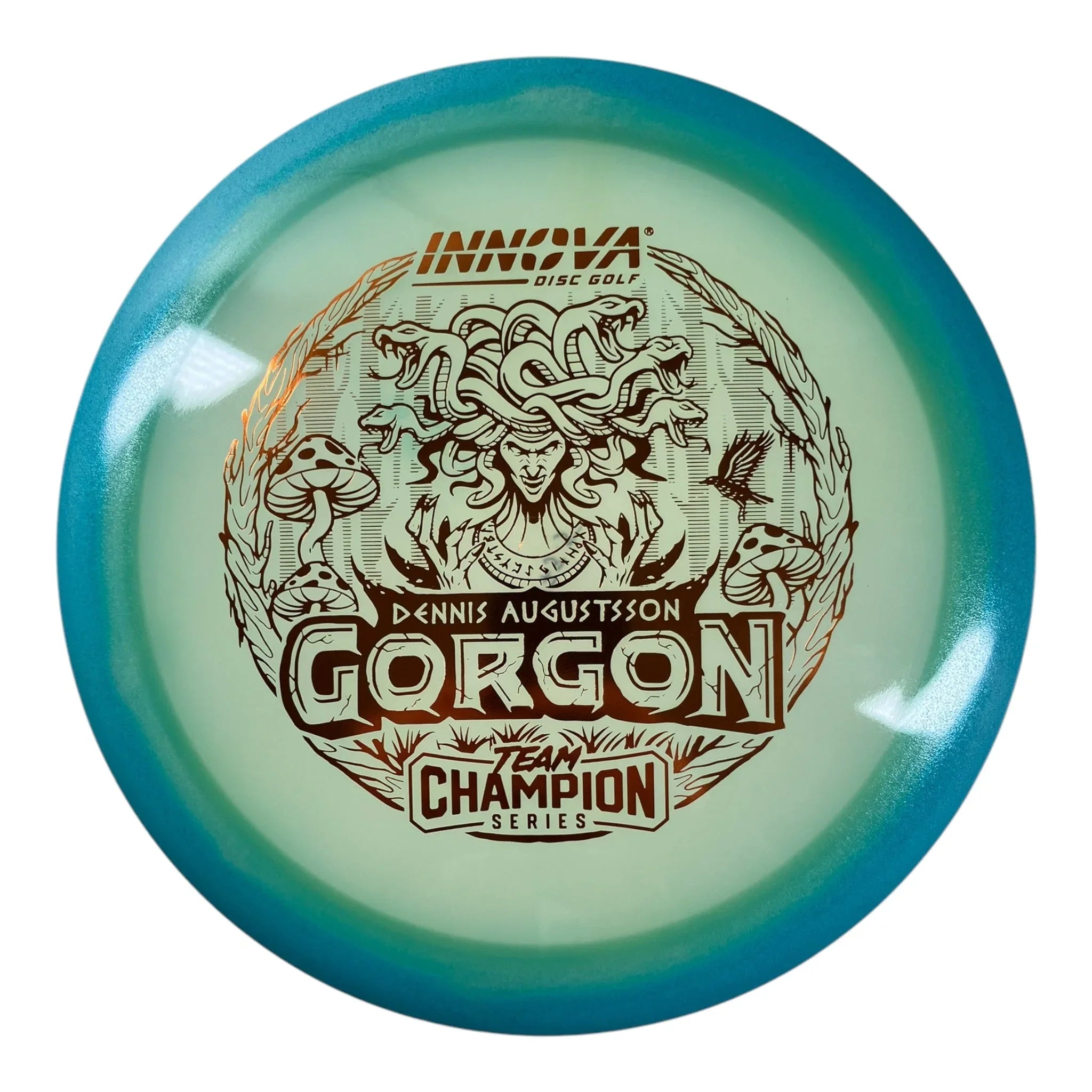 Innova Champion Discs Gorgon | Glow Halo Champion | Blue/Gold 175g (Dennis Augustsson) Disc Golf