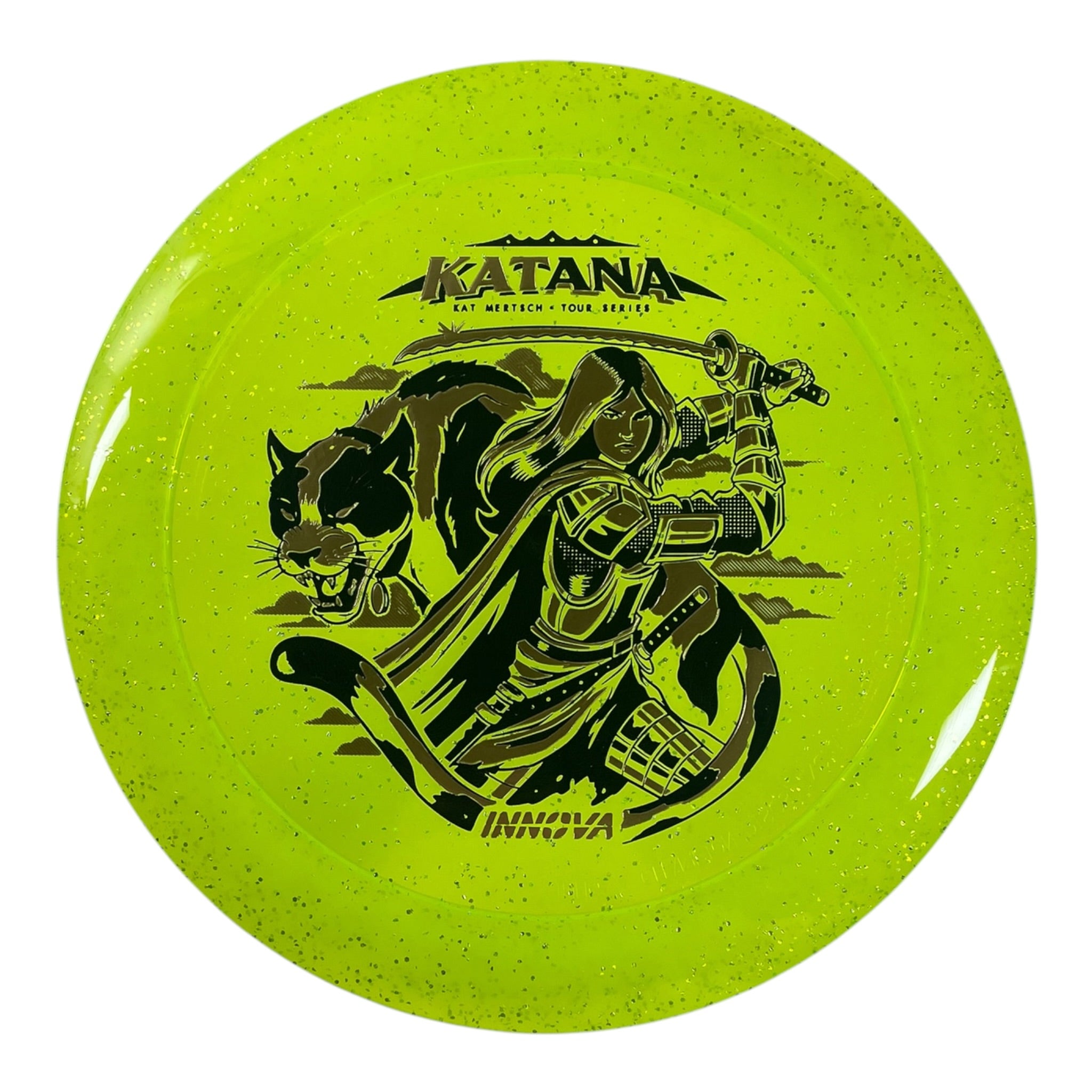 Innova Champion Discs Katana | Metal Flake Champion | Yellow/Gold 172g (Kat Mertsch) Disc Golf