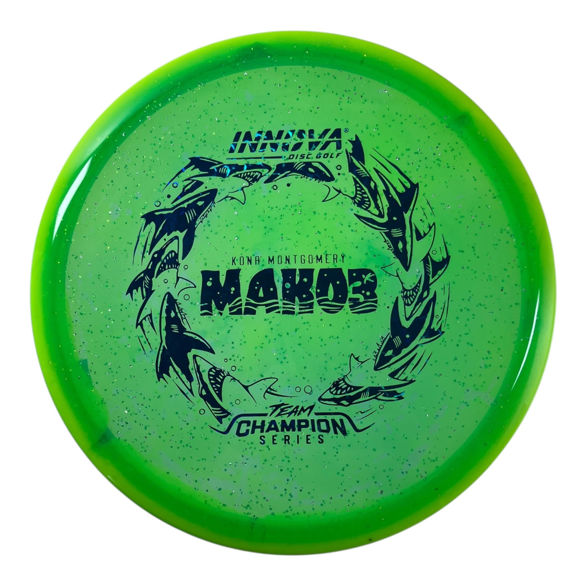 Innova Champion Discs Mako3 | Metalflake Halo Champion | Green/Blue 180g (Kona Montgomery) Disc Golf
