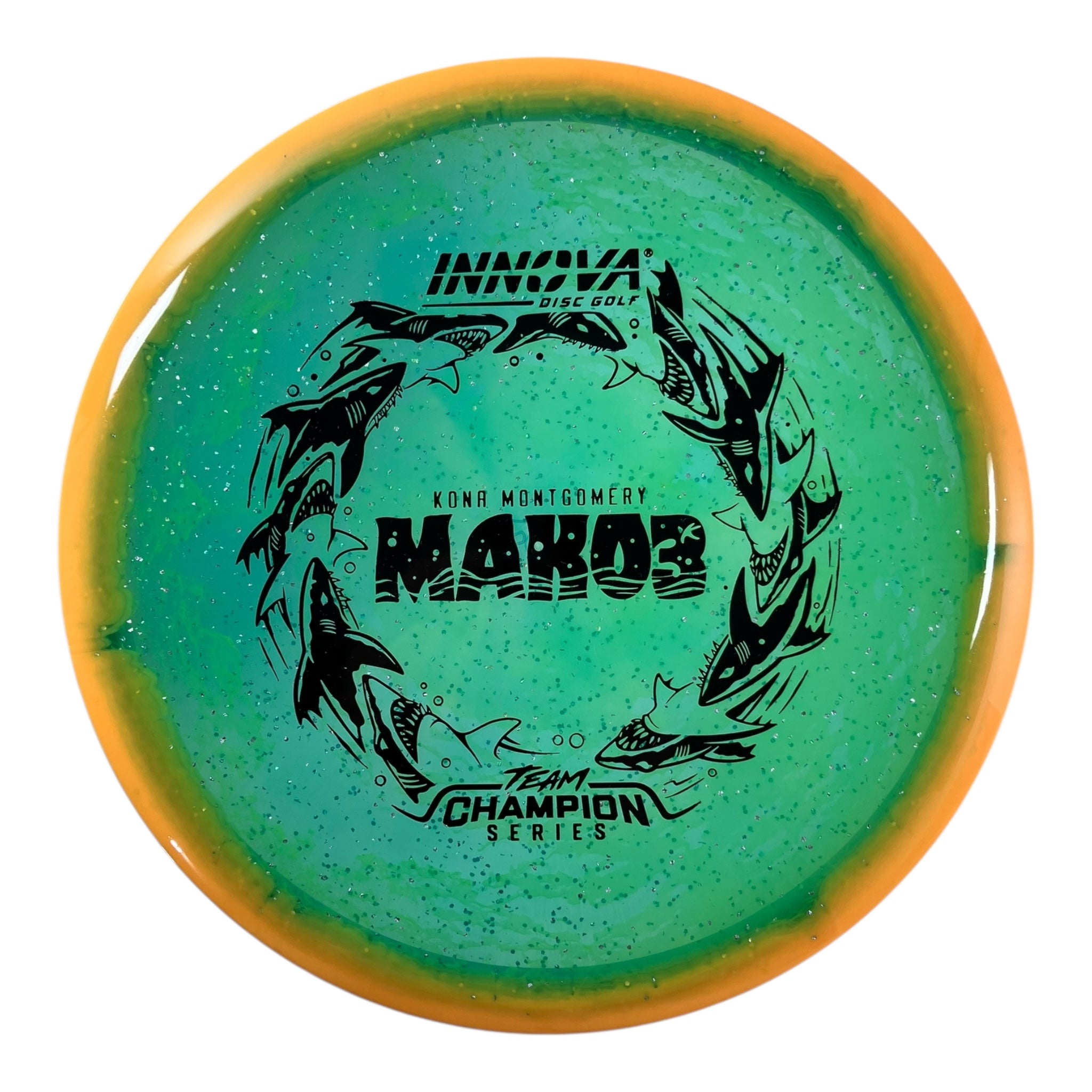 Innova Champion Discs Mako3 | Metalflake Halo Champion | Orange/Black 180g (Kona Montgomery) Disc Golf