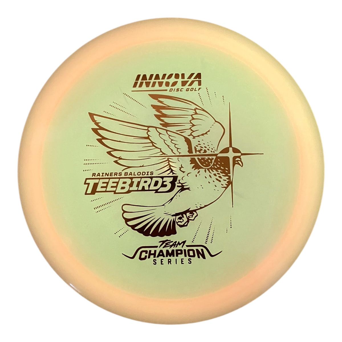 Innova Champion Discs Teebird3 | Proto Glow Champion | Pink/Bronze 174g (Rainers Balodis) Disc Golf