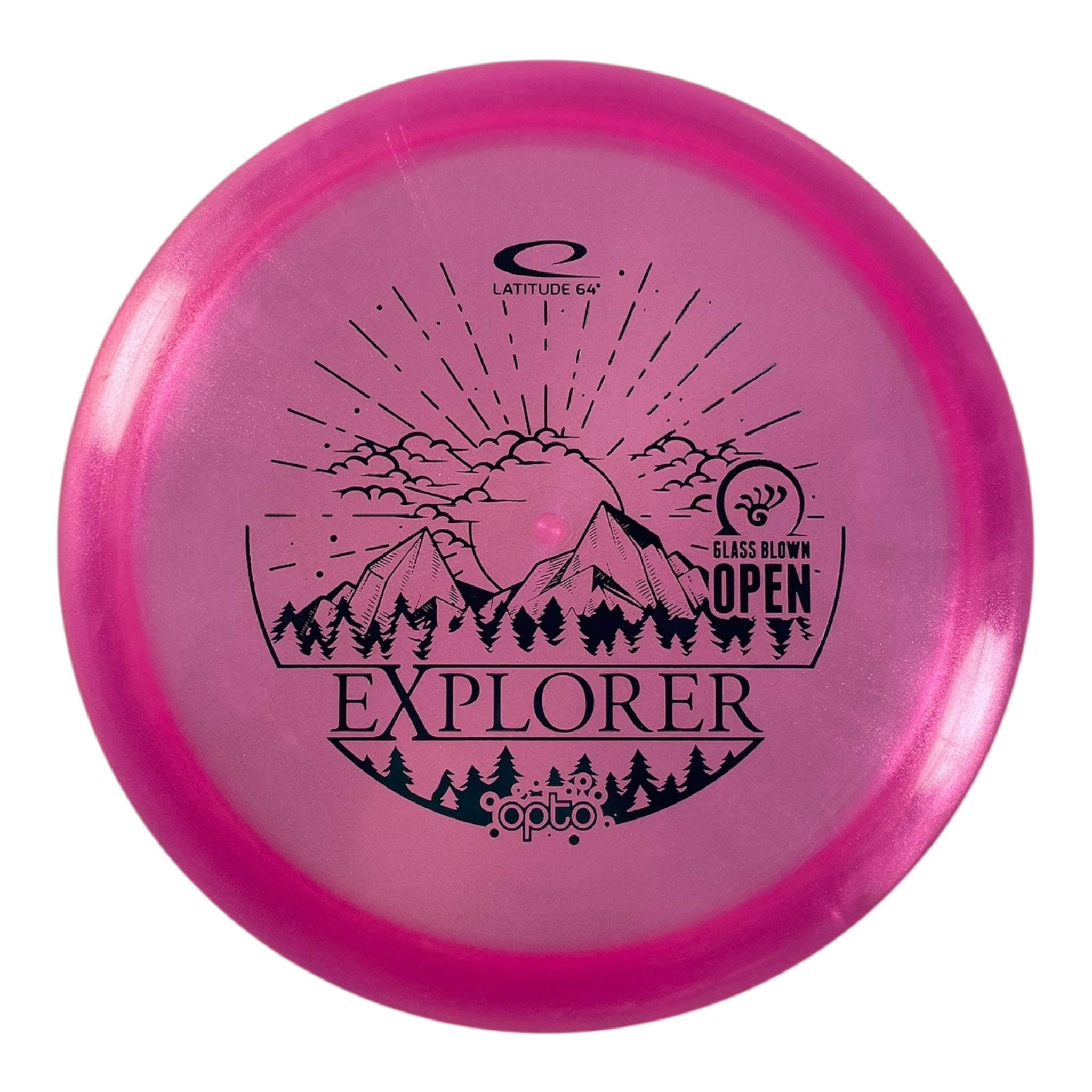 Latitude 64 Explorer | Opto Glimmer | Pink/Teal 174g (Glass Blown Open) Disc Golf