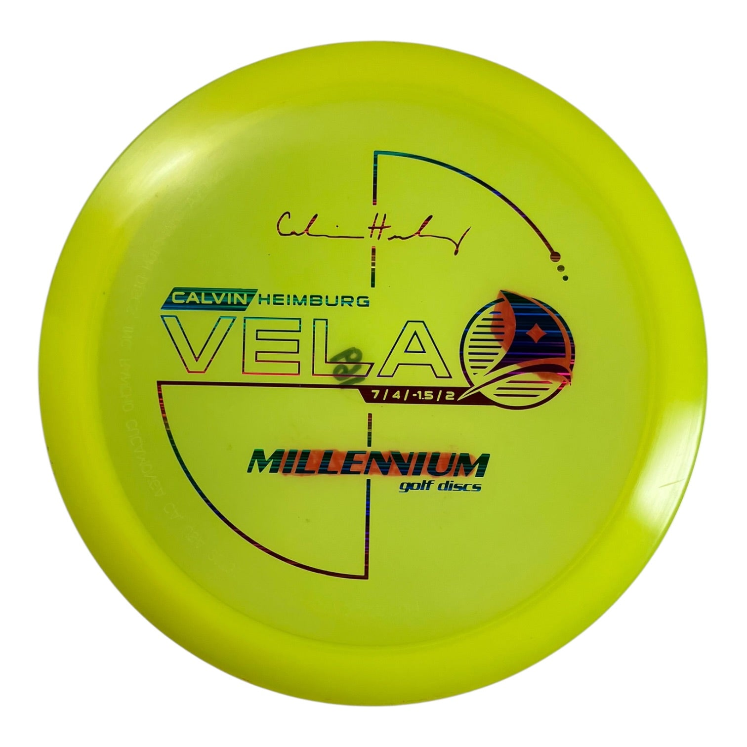 Millennium Golf Discs Vela - Used Fair | Sirius | Yellow/Rainbow 169g (Calvin Heimburg) Disc Golf