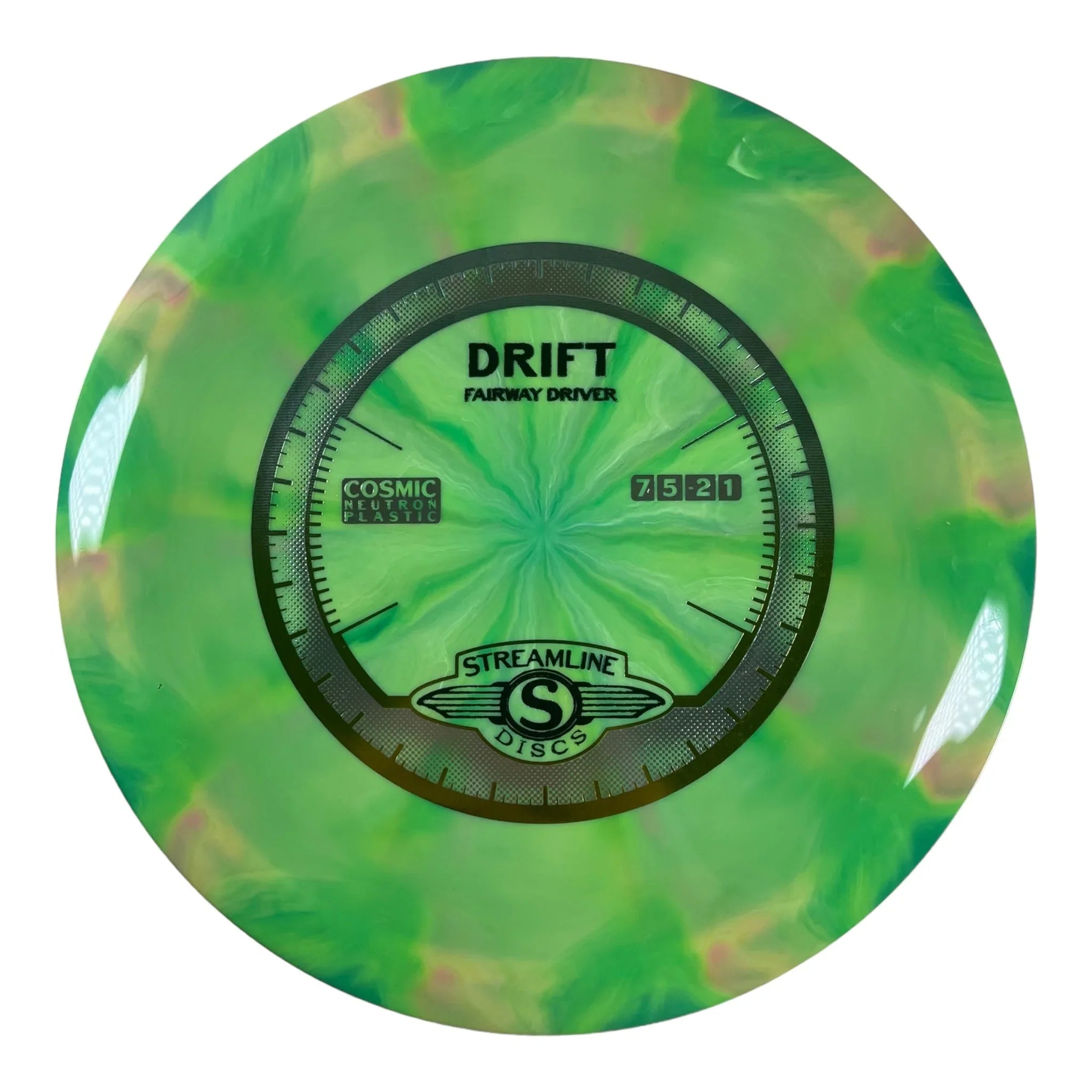 Streamline Discs Drift | Cosmic Neutron | Green/Gold 174g Disc Golf
