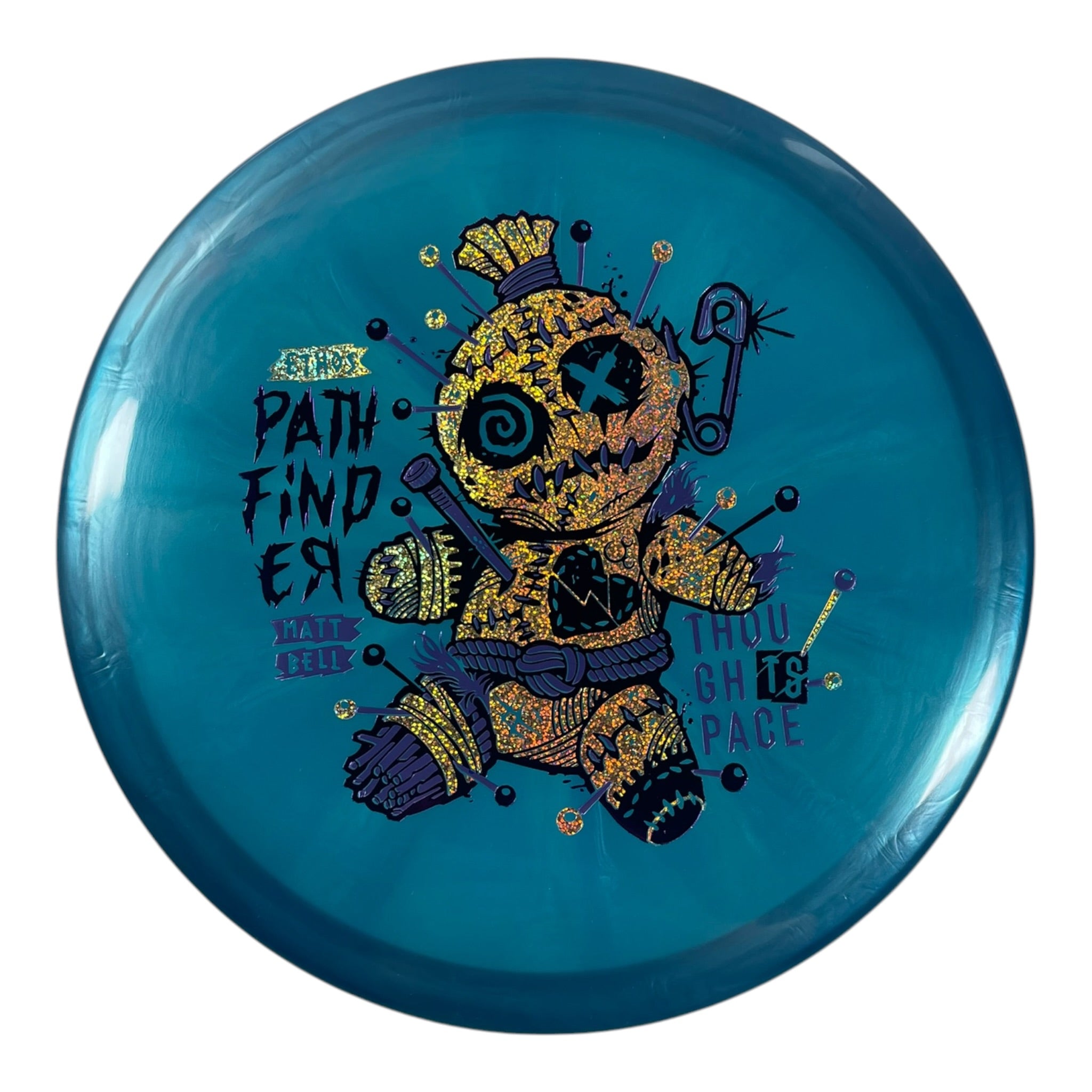 Thought Space Athletics Pathfinder | Experimental Ethos | Blue/Gold Sparkle 176g (Matt Bell) Disc Golf