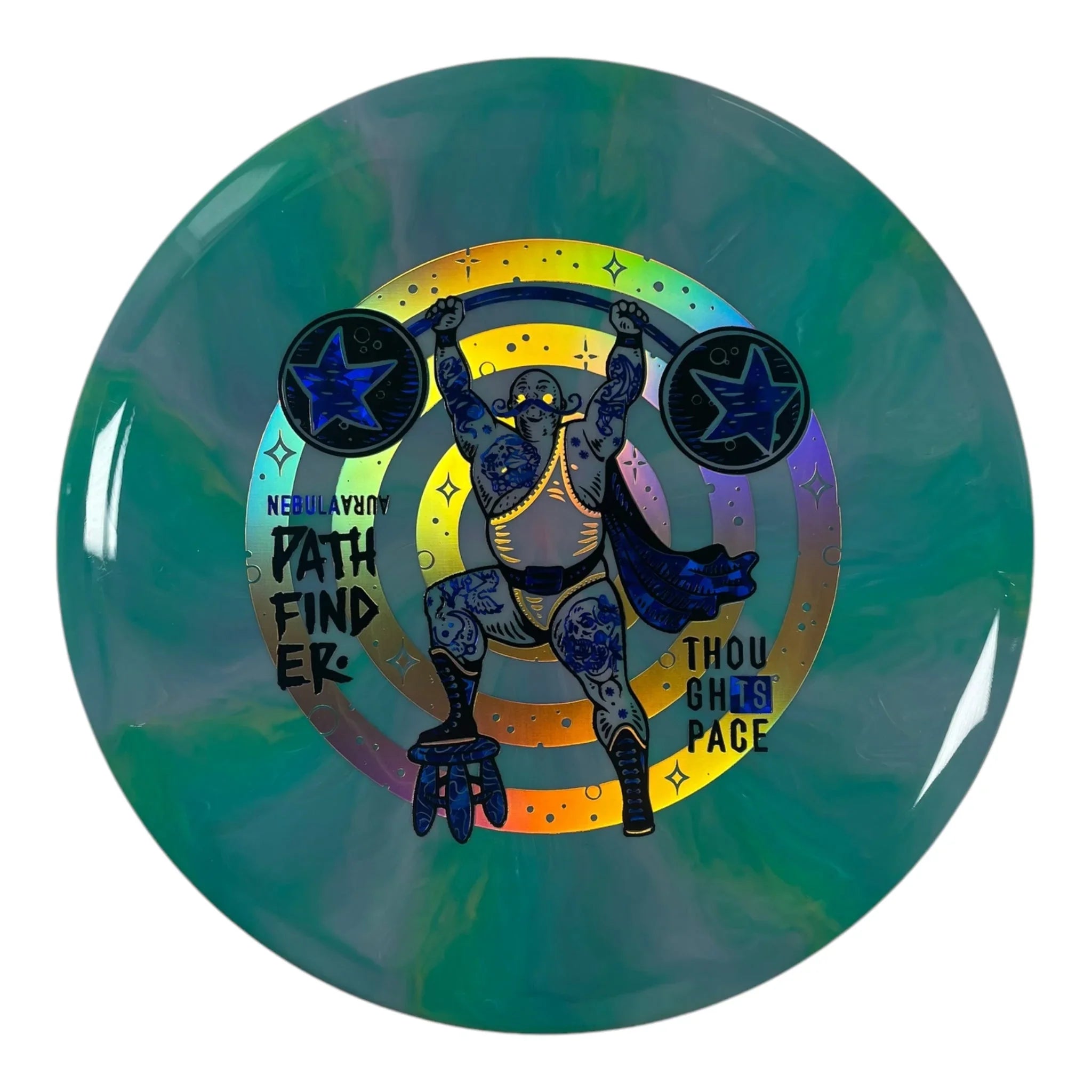 Thought Space Athletics Pathfinder | Nebula Aura | Green/Holo 173g Disc Golf
