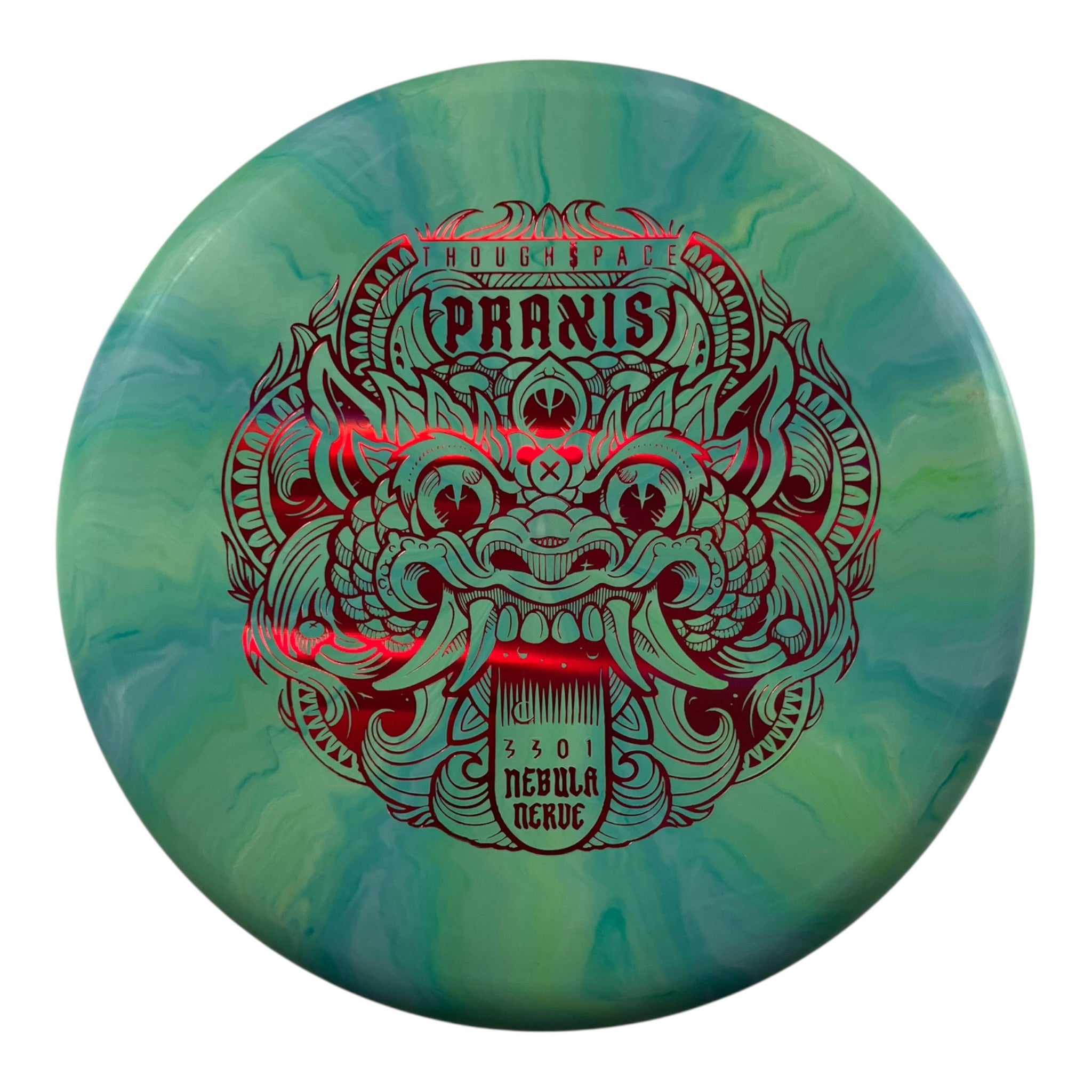 Thought Space Athletics Praxis | Nebula Nerve Firm | Green/Red 174g Disc Golf
