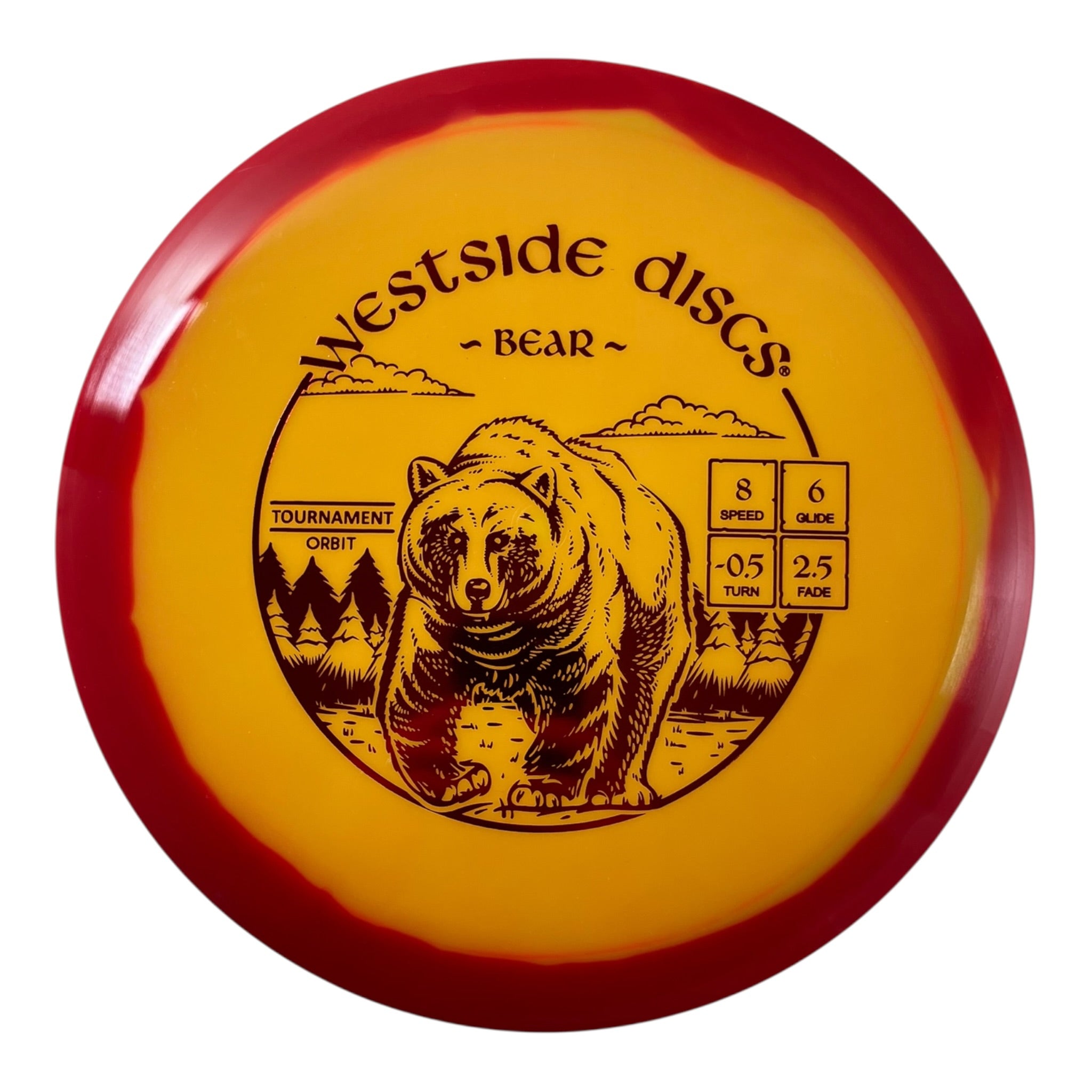 Westside Discs Bear | Tournament Orbit | Yellow/Red 173g Disc Golf