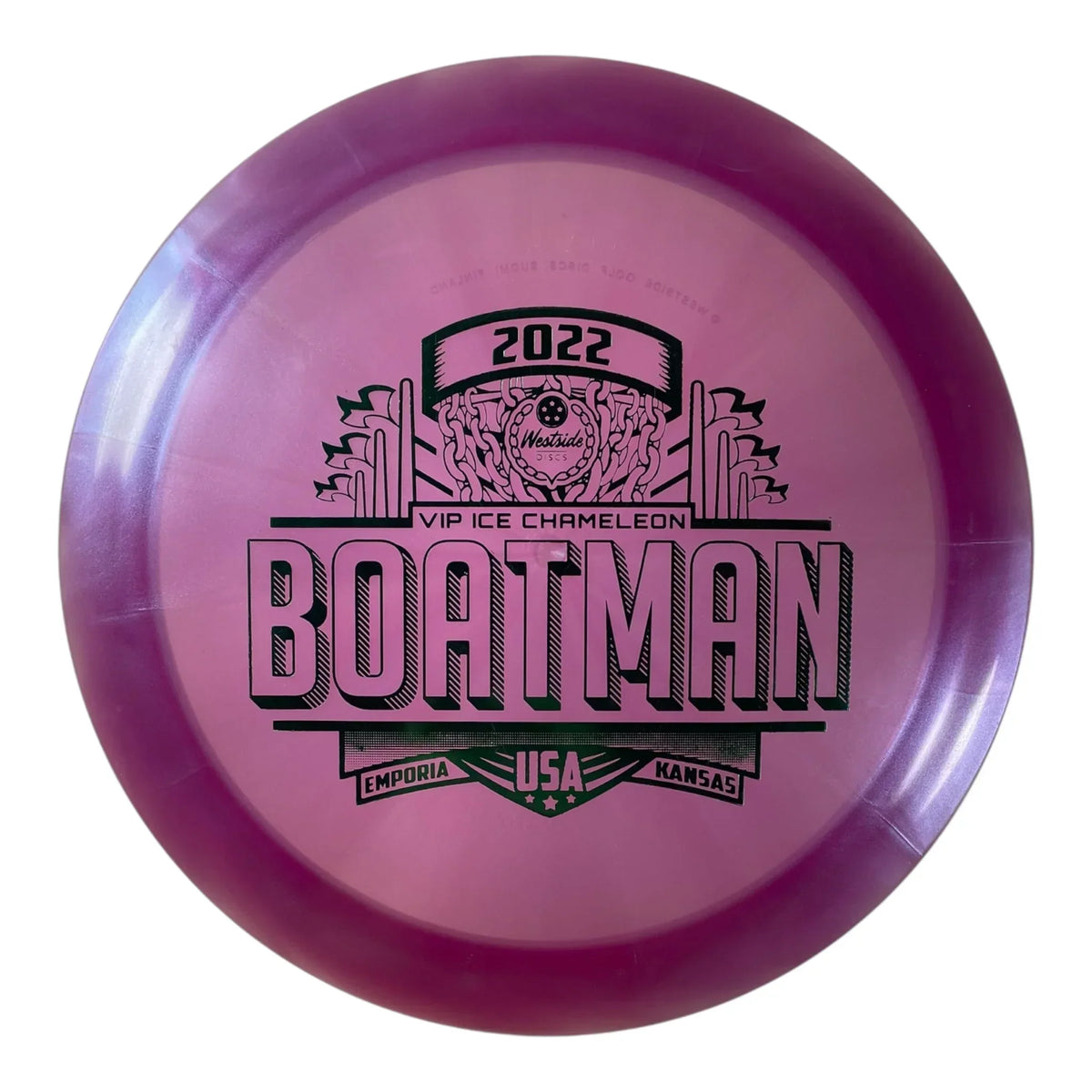 Westside Discs Boatman | VIP Ice Chameleon | Purple/Rasta 169g (2022 Emporia) Disc Golf
