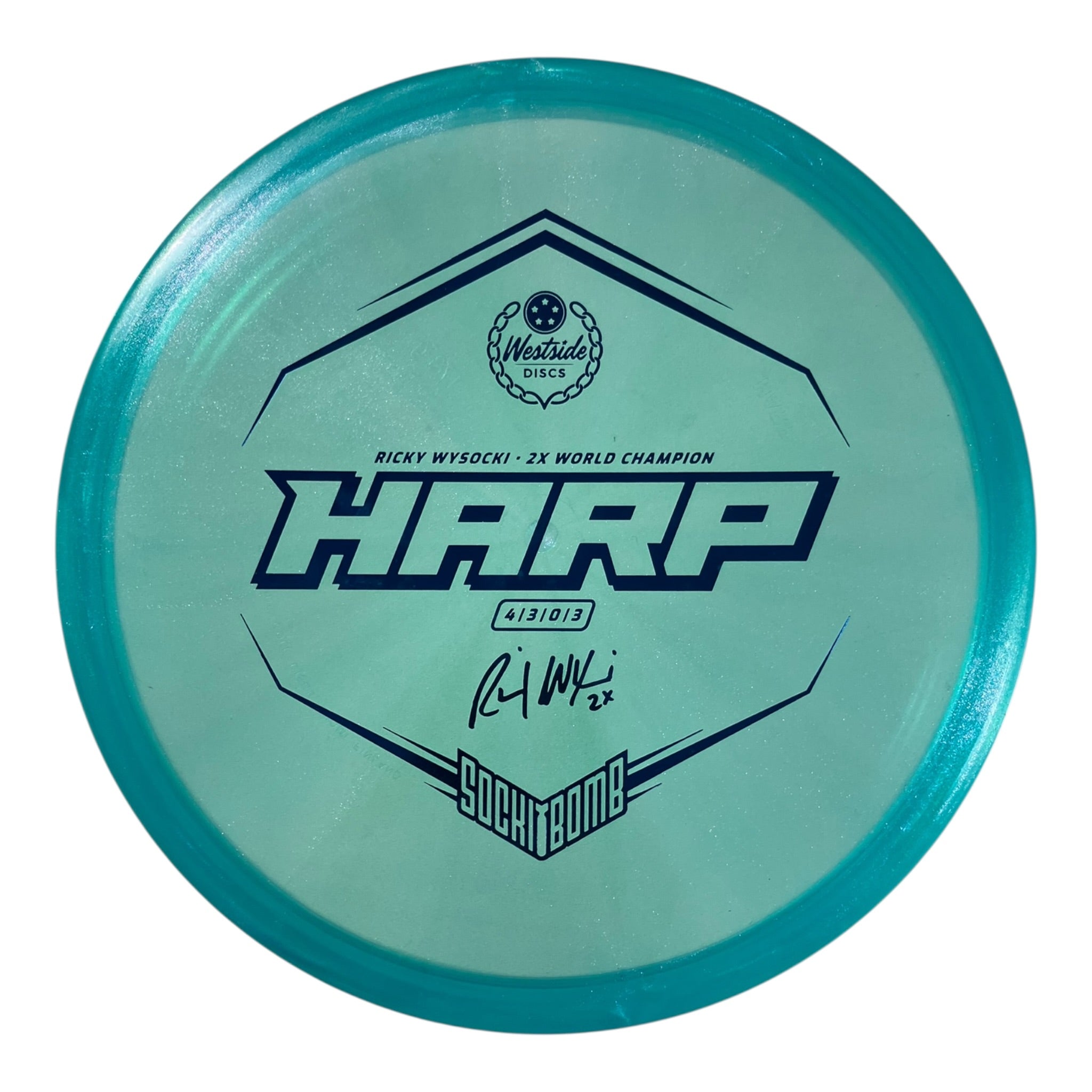 Westside Discs Harp - Used Like New | VIP Ice Glimmer | Blue/Blue 173g (Ricky Wysocki 2X) Disc Golf