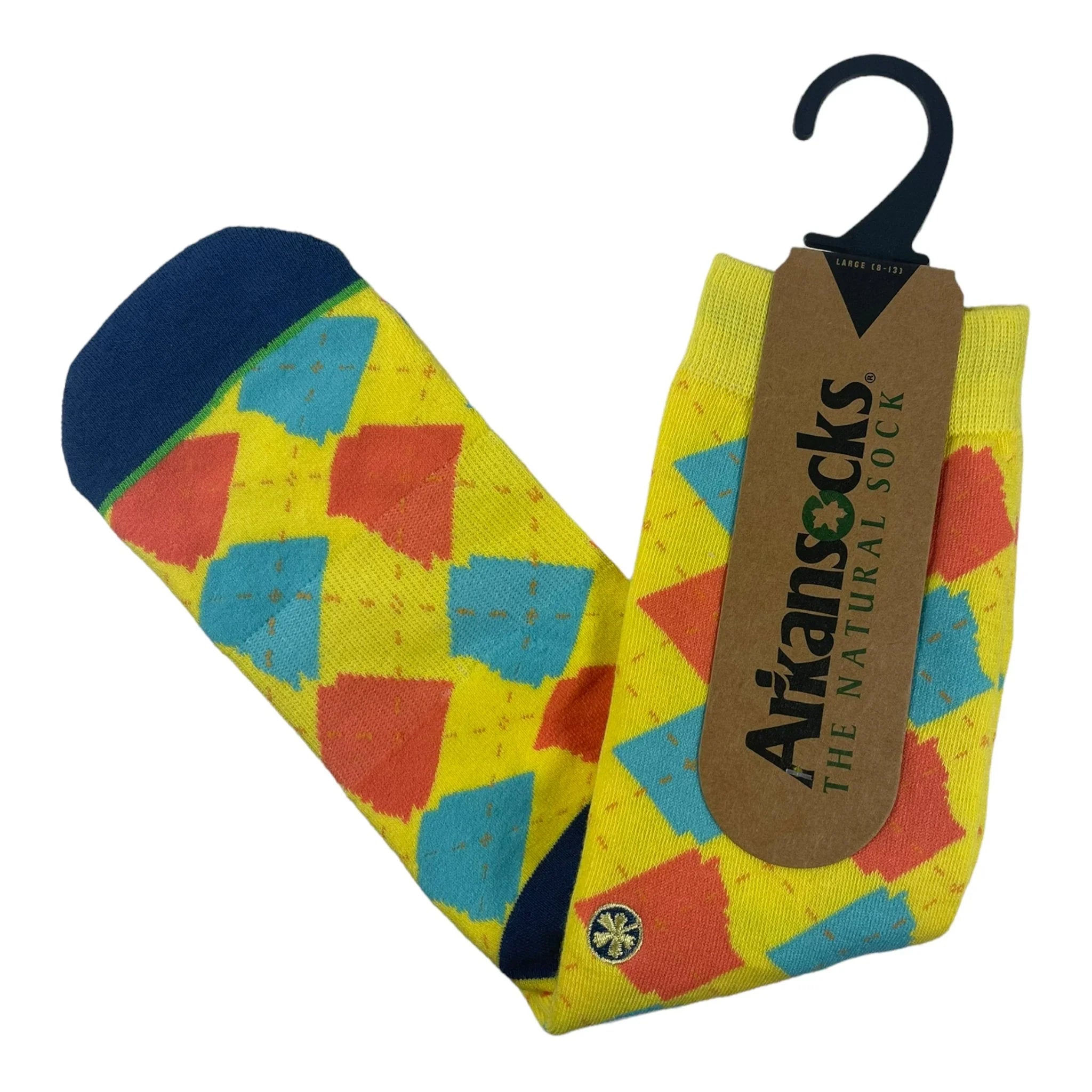 Arkansocks Arkansocks Argyle State Of Mind Sock (Banana/Arctic - Denim) Disc Golf