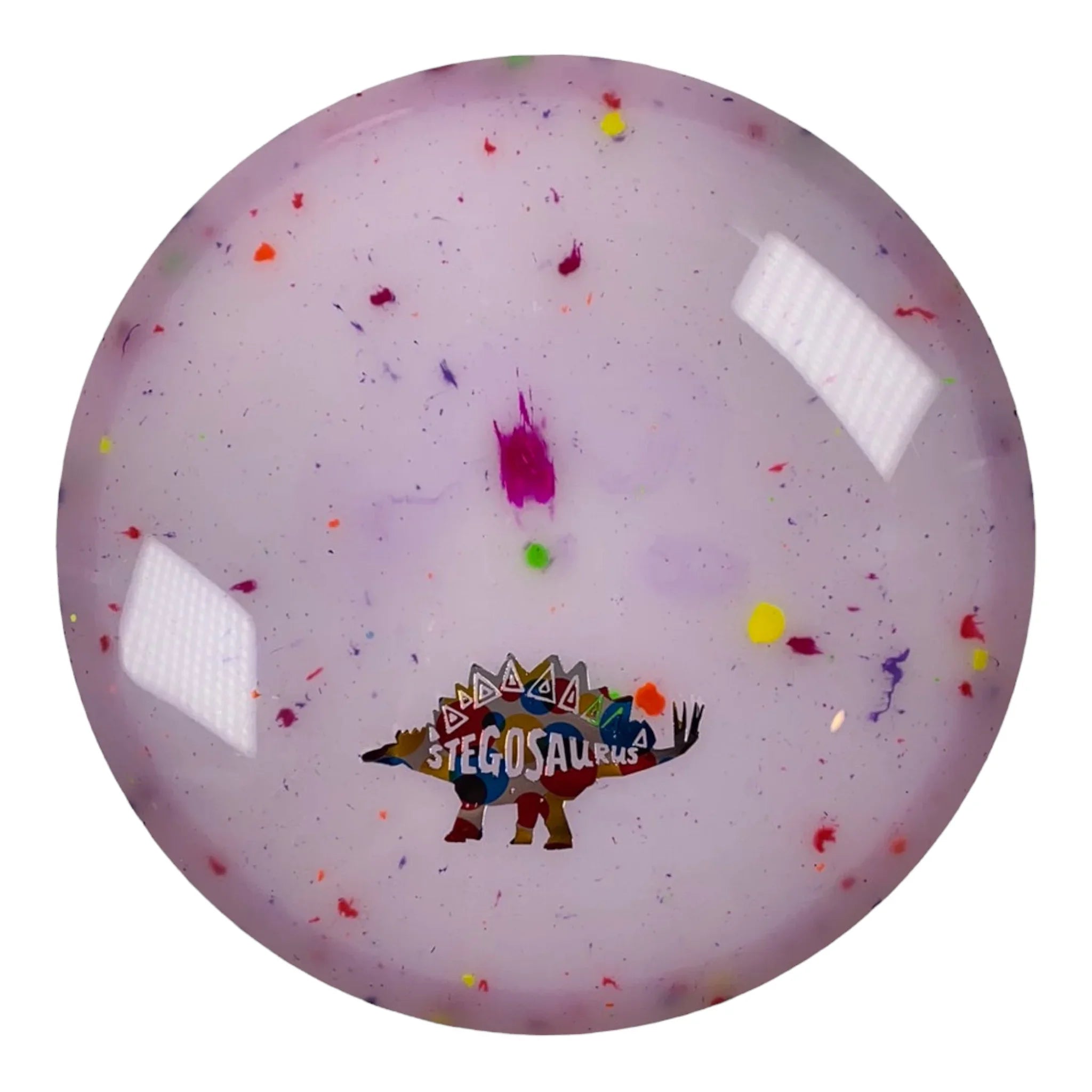Dino Discs Stegosaurus | Egg Shell | Pink/Rainbow 124g Disc Golf