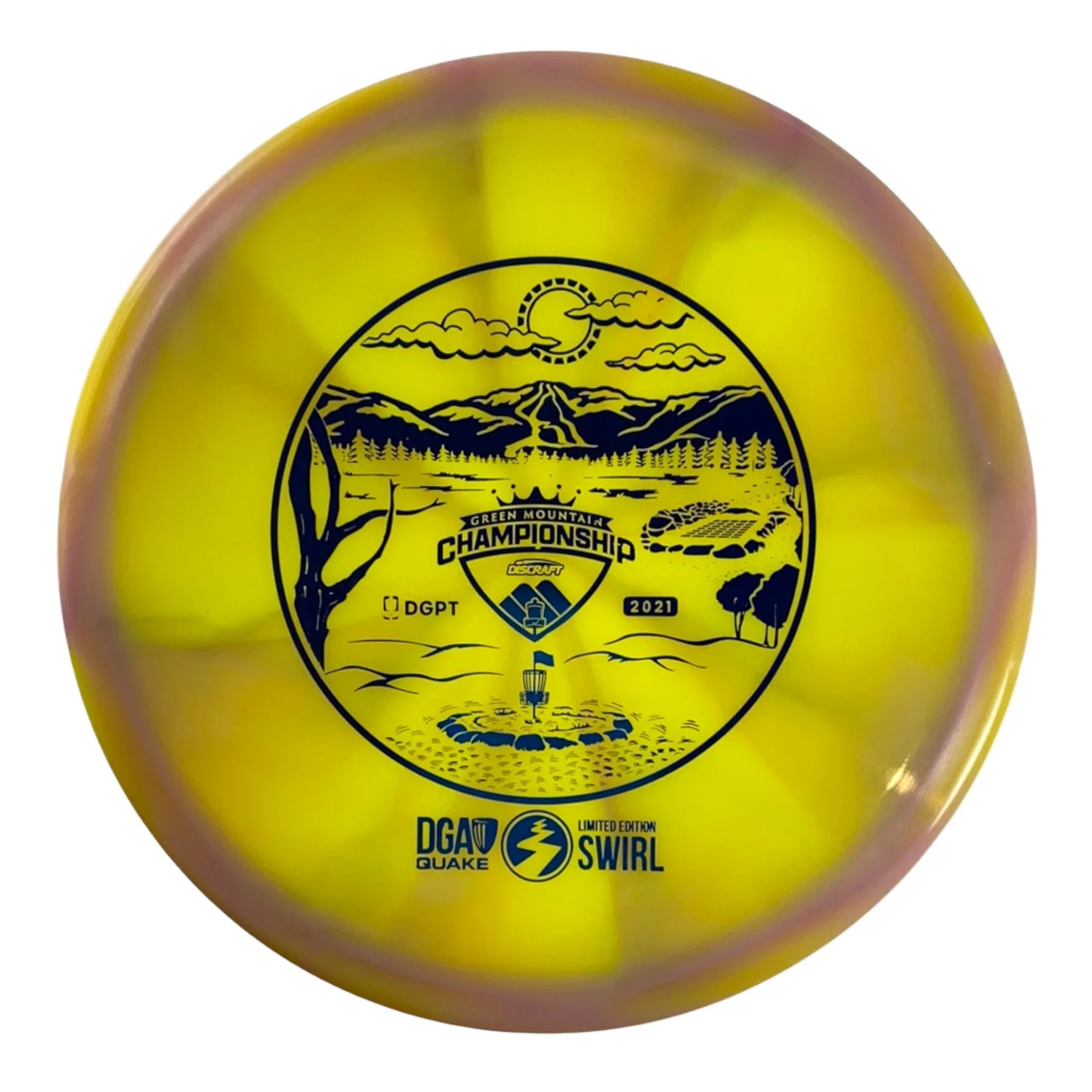 Disc Golf Association Quake | Swirl | Yellow/Pink/Blue 175g Disc Golf