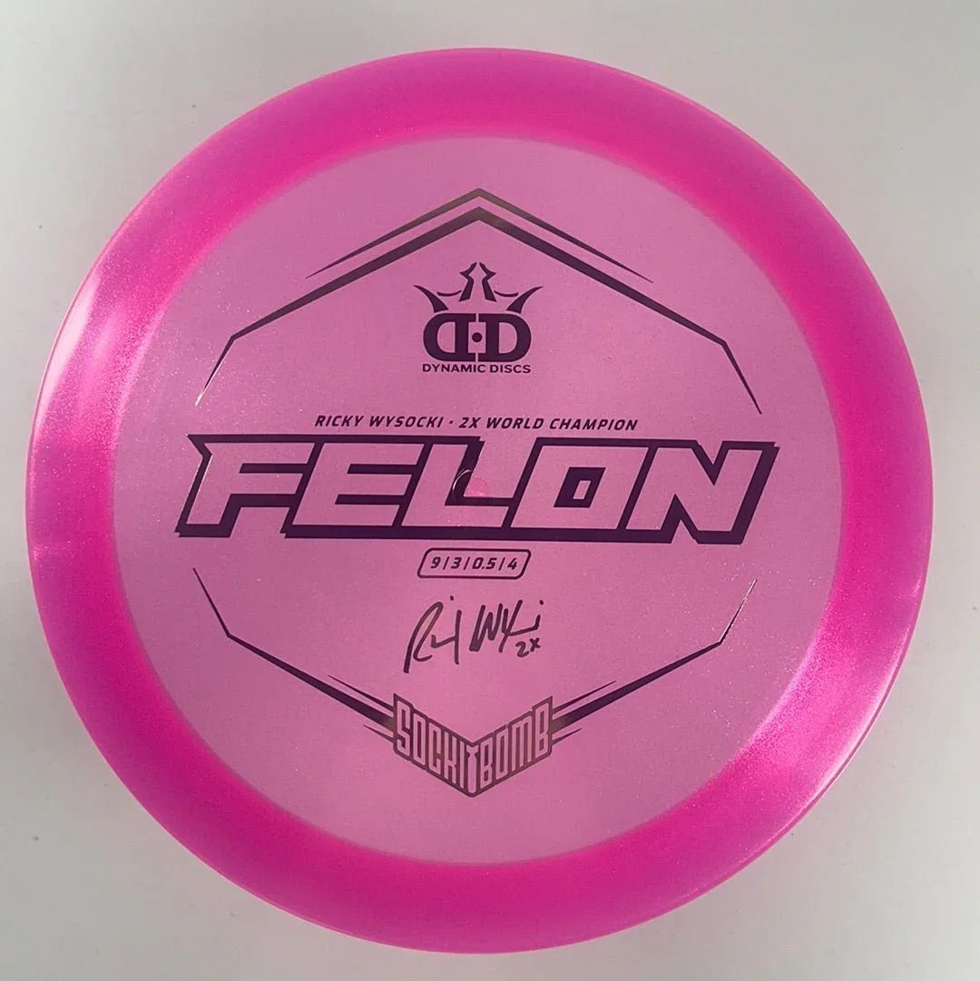 Dynamic Discs Felon | Lucid - Ice Glimmer | Pink/Gold 173 - 176g (Ricky Wysocki) Disc Golf