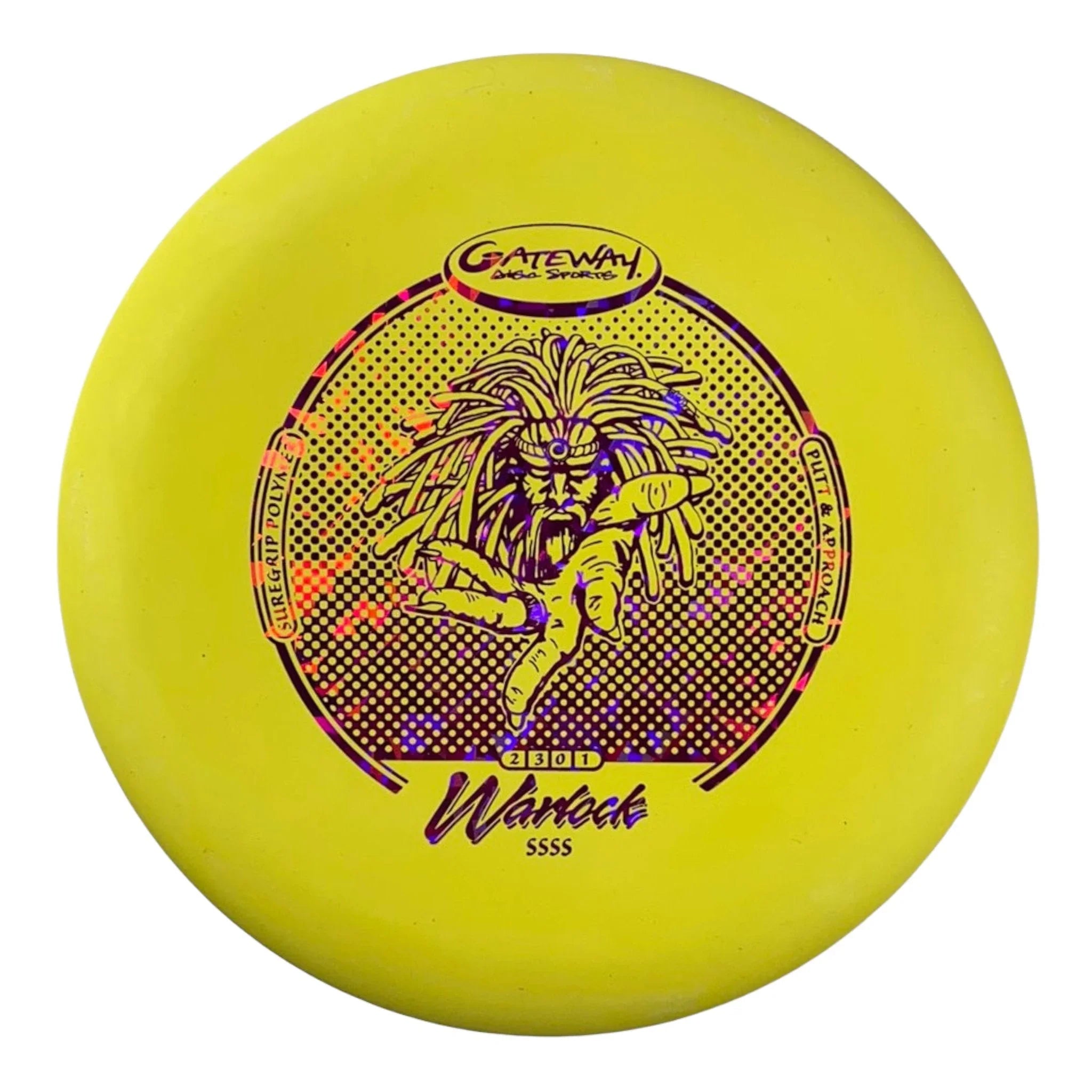 Gateway Disc Sports Warlock | Super Stupid Silly Soft (SSSS) | Yellow/Pink 173g Disc Golf