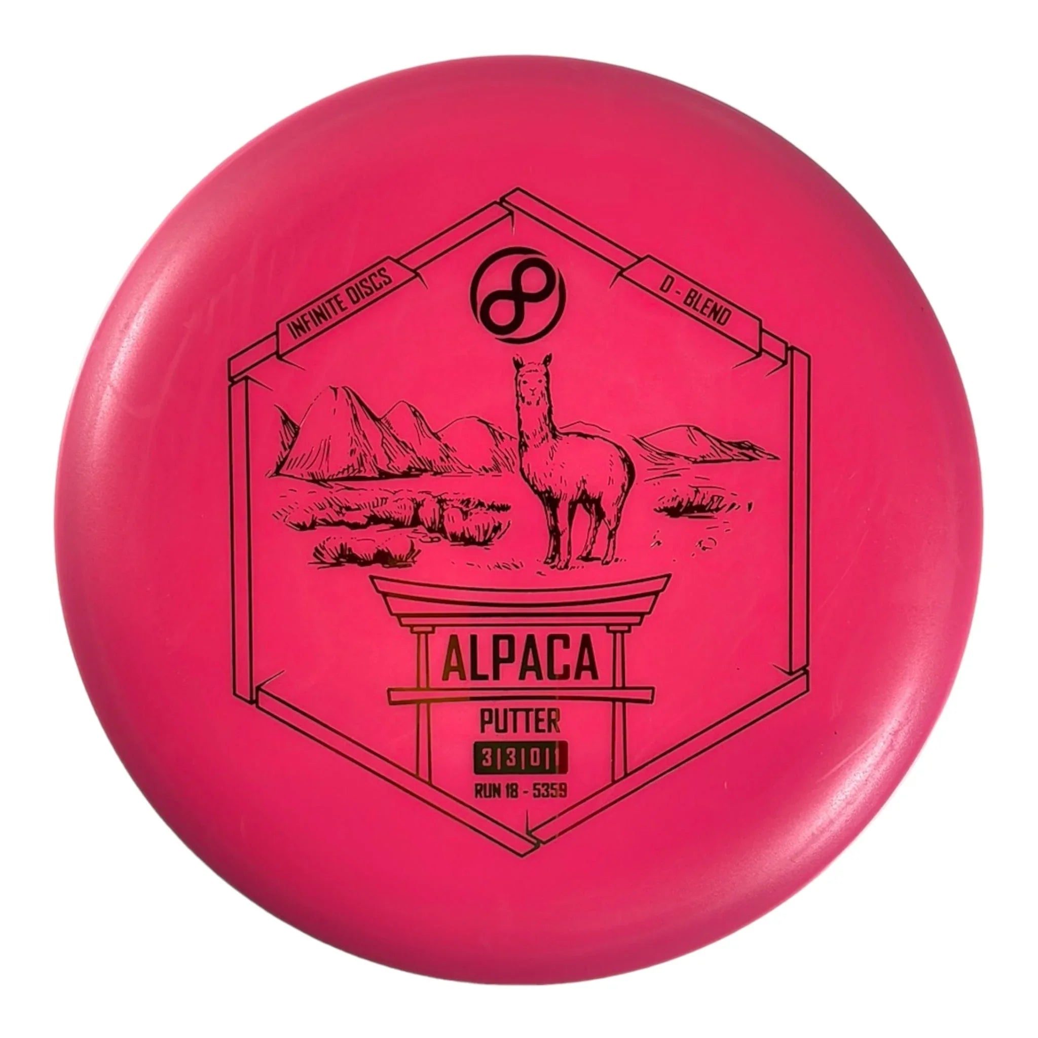 Infinite Discs Alpaca | D - Blend | Pink/Rasta 175g Disc Golf