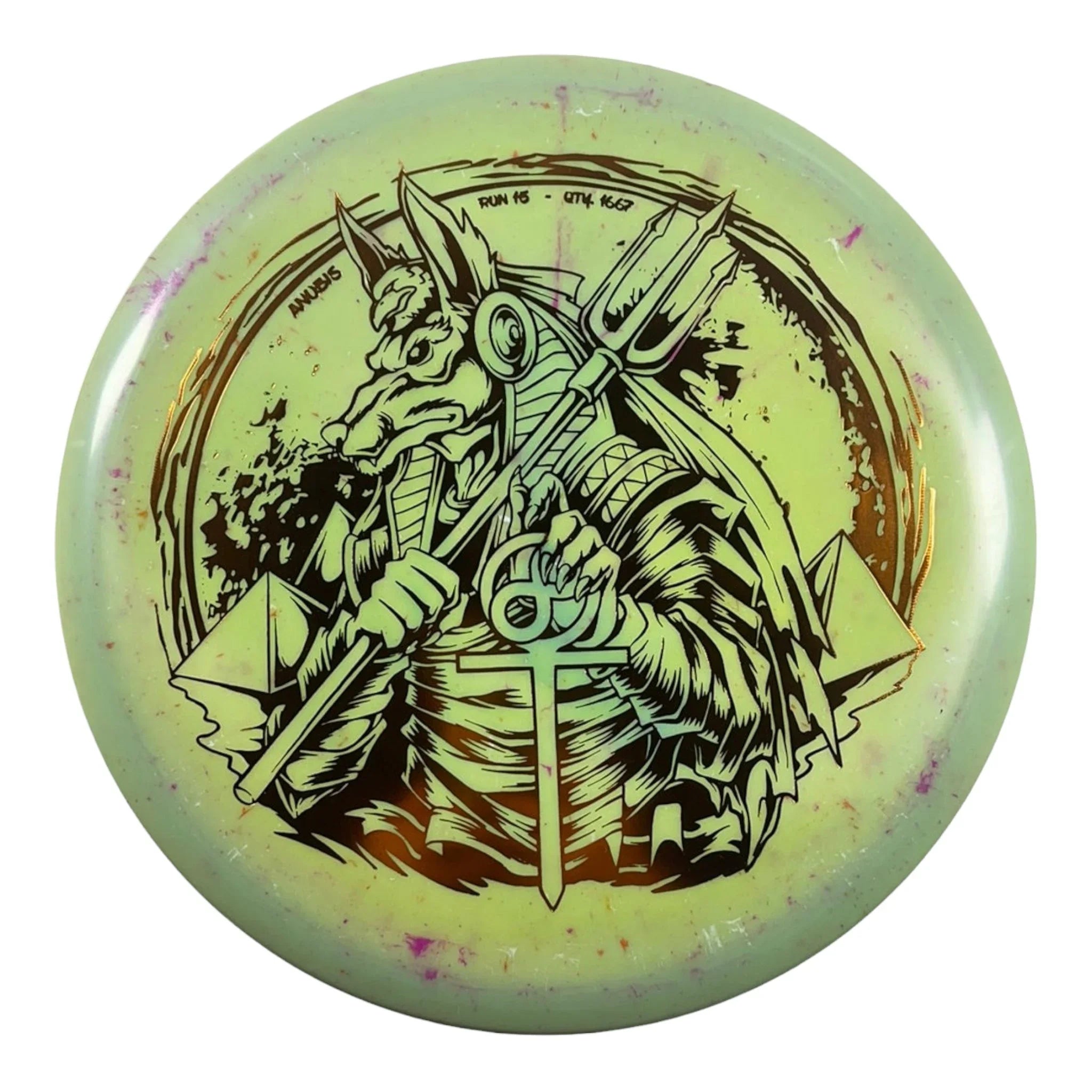 Infinite Discs Anubis | Splatter S-Blend | Green/Bronze 180g Disc Golf