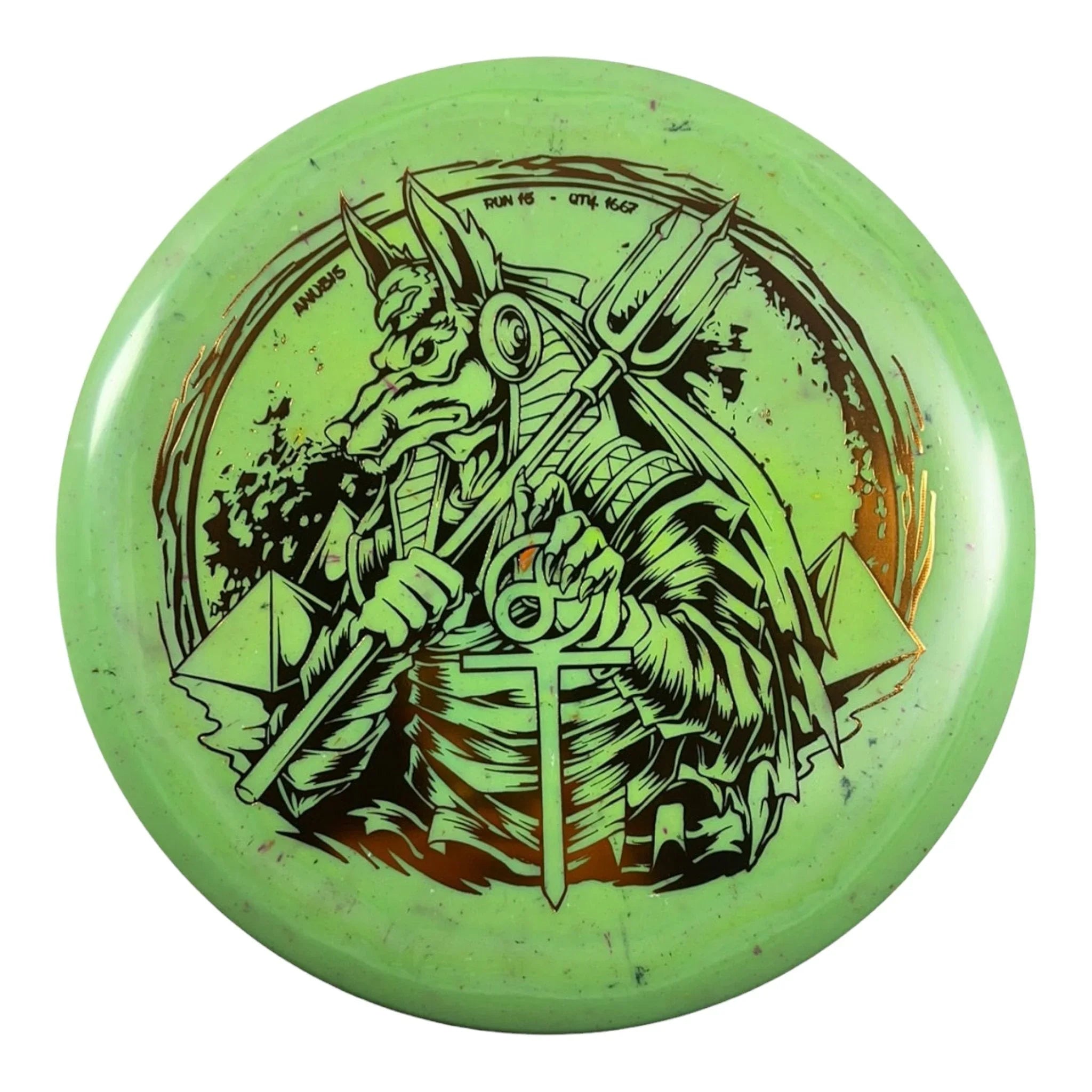 Infinite Discs Anubis | Splatter S - Blend | Green/Bronze 180g Disc Golf