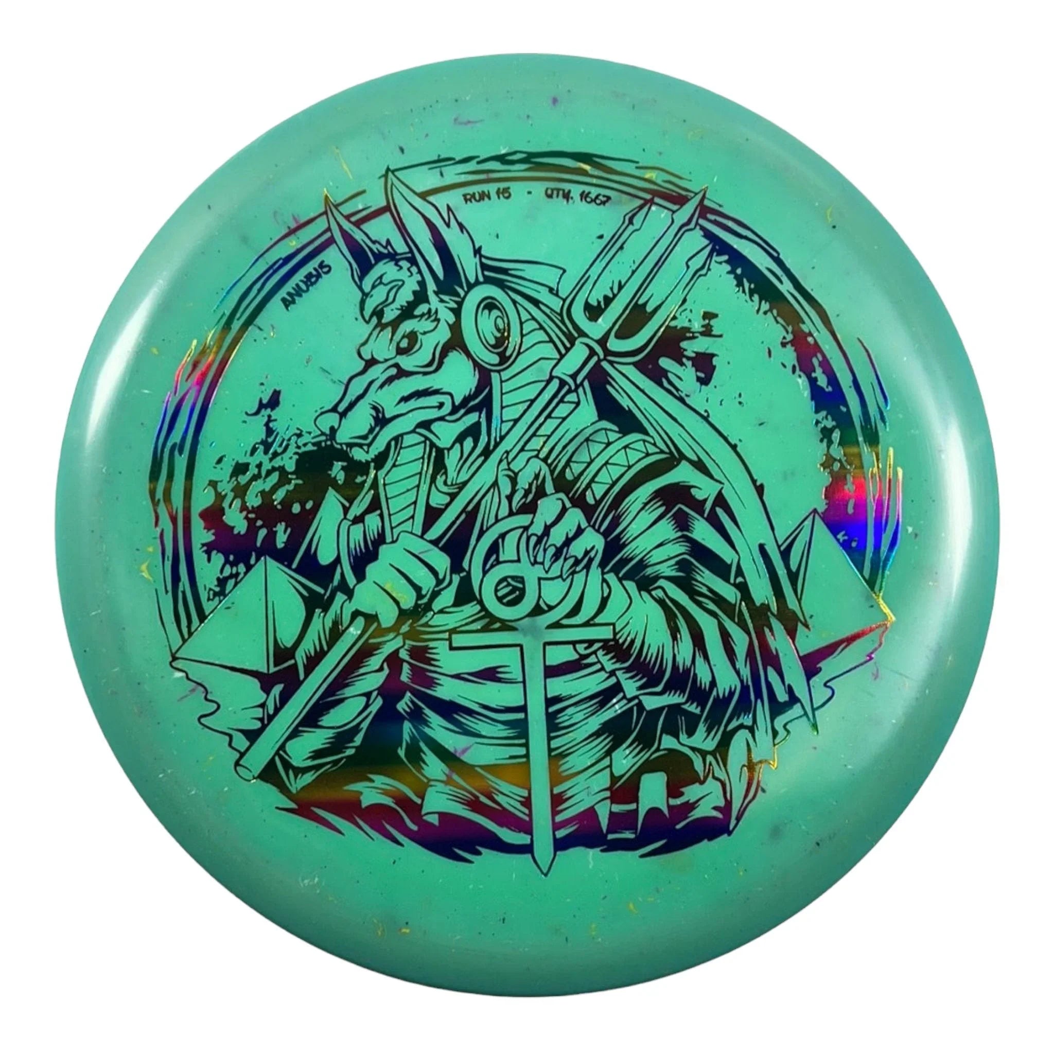 Infinite Discs Anubis | Splatter S - Blend | Green/Rainbow 180g Disc Golf